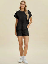 Trendsi Double Take Full Size Texture T-Shirt and Shorts Set -
