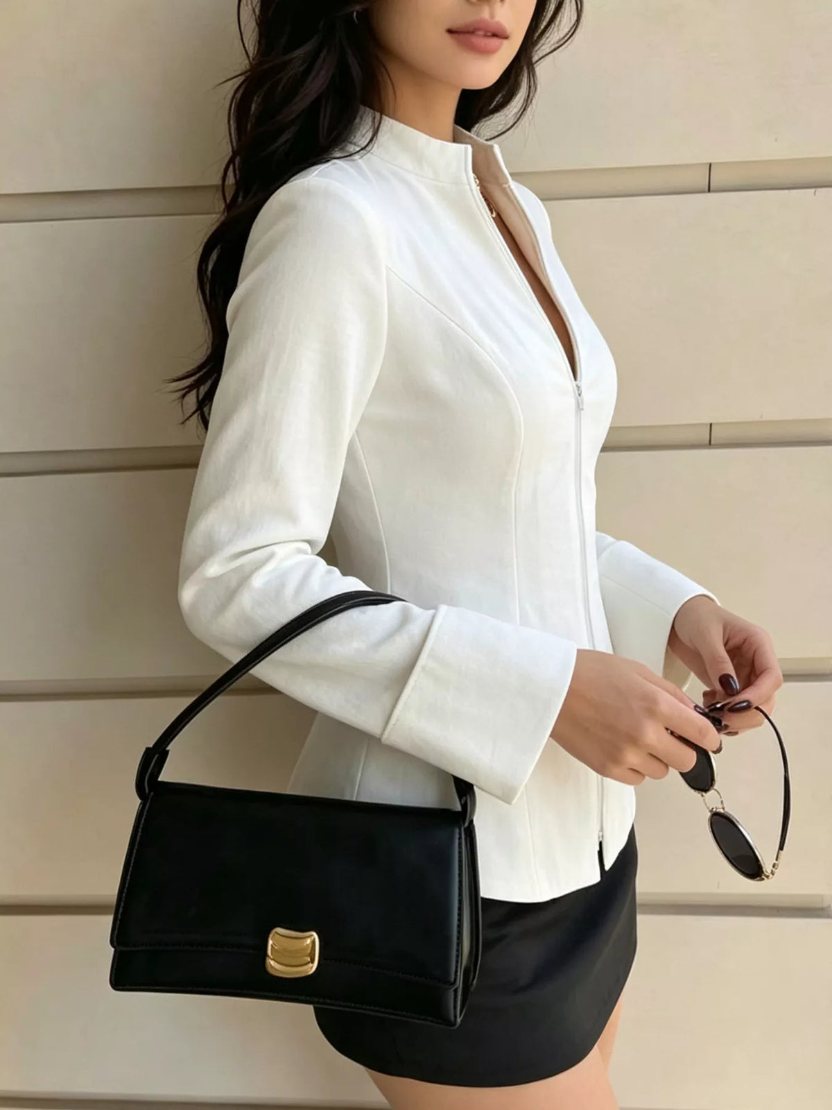 Trendsi Zip Up Long Sleeve Top -