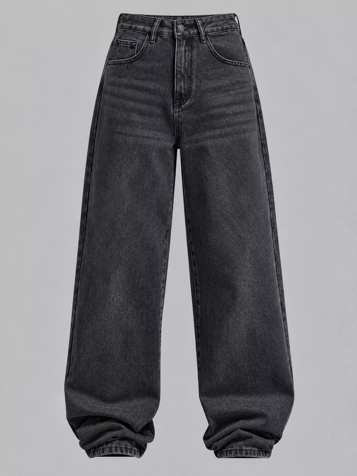 Wide-Leg Vintage Wash Jeans in black