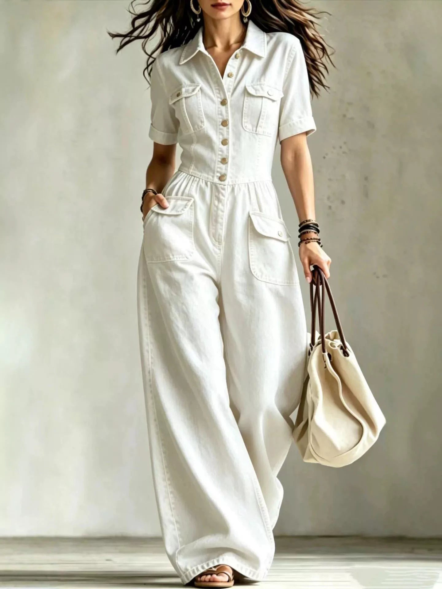 Trendsi Full Size Denim Wide-Leg Jumpsuit with Chest Pockets Plus Size -