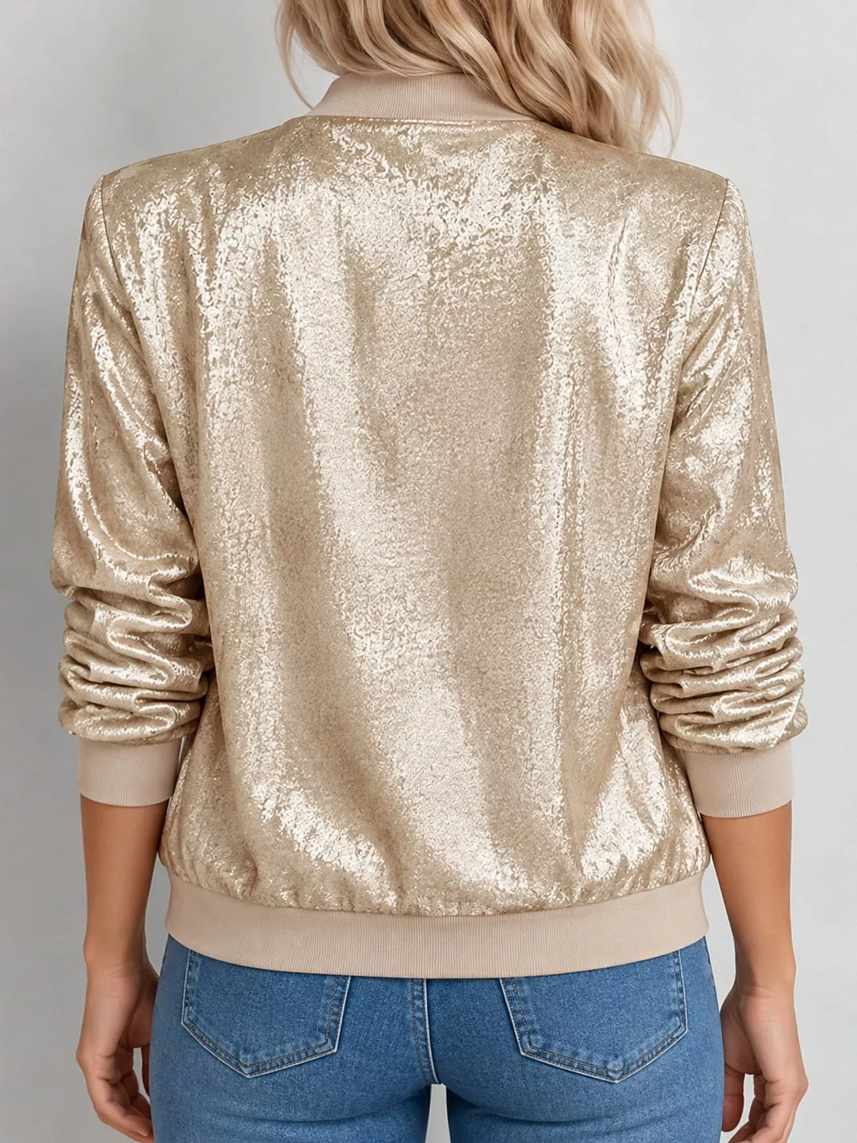 Zip-up bomber jacket, champagne back