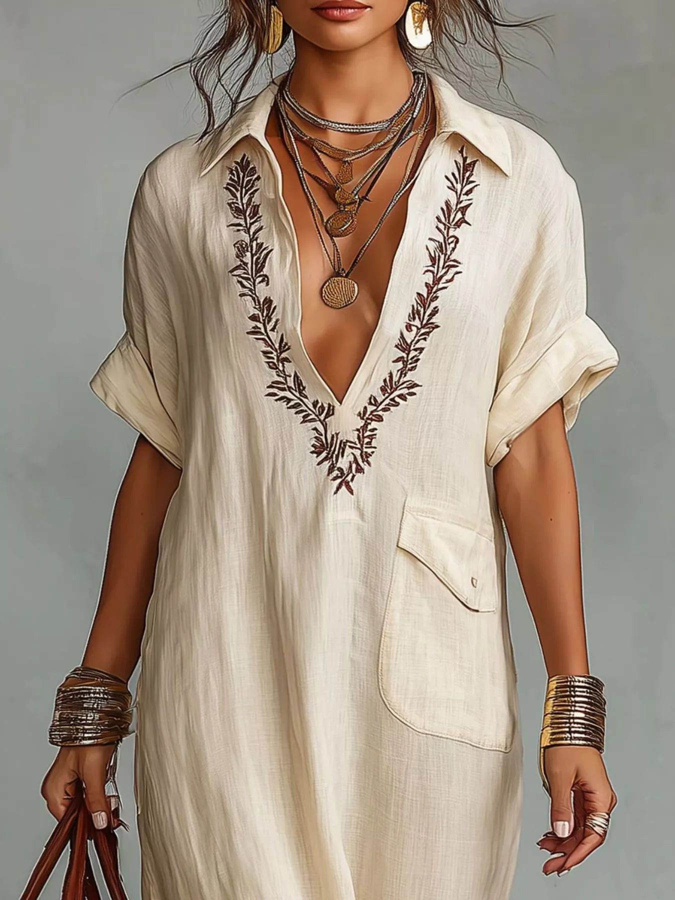 Trendsi Full Size Bohemian Embroidered Maxi Dress Plus Size - Dresses