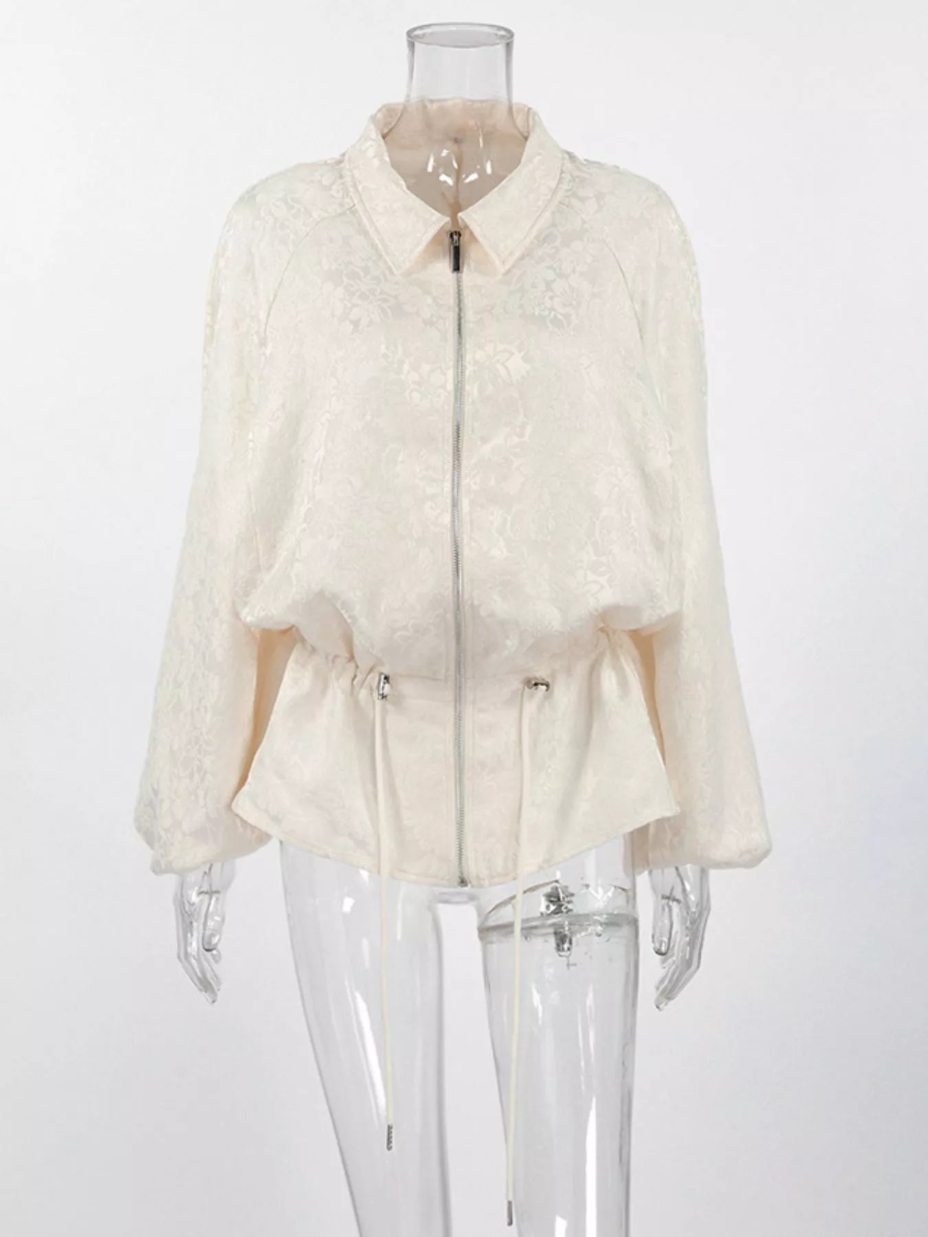 Trendsi Jacquard Zip-Up Peplum Jacket -