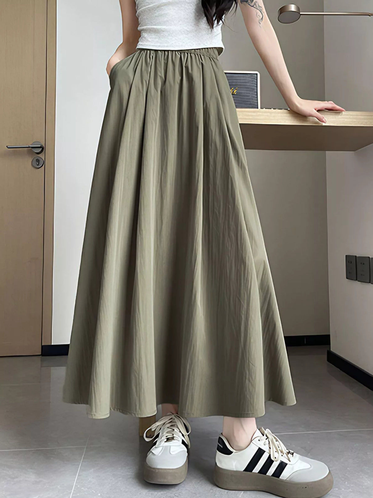 Trendsi Flowy A-Line Maxi Skirt -