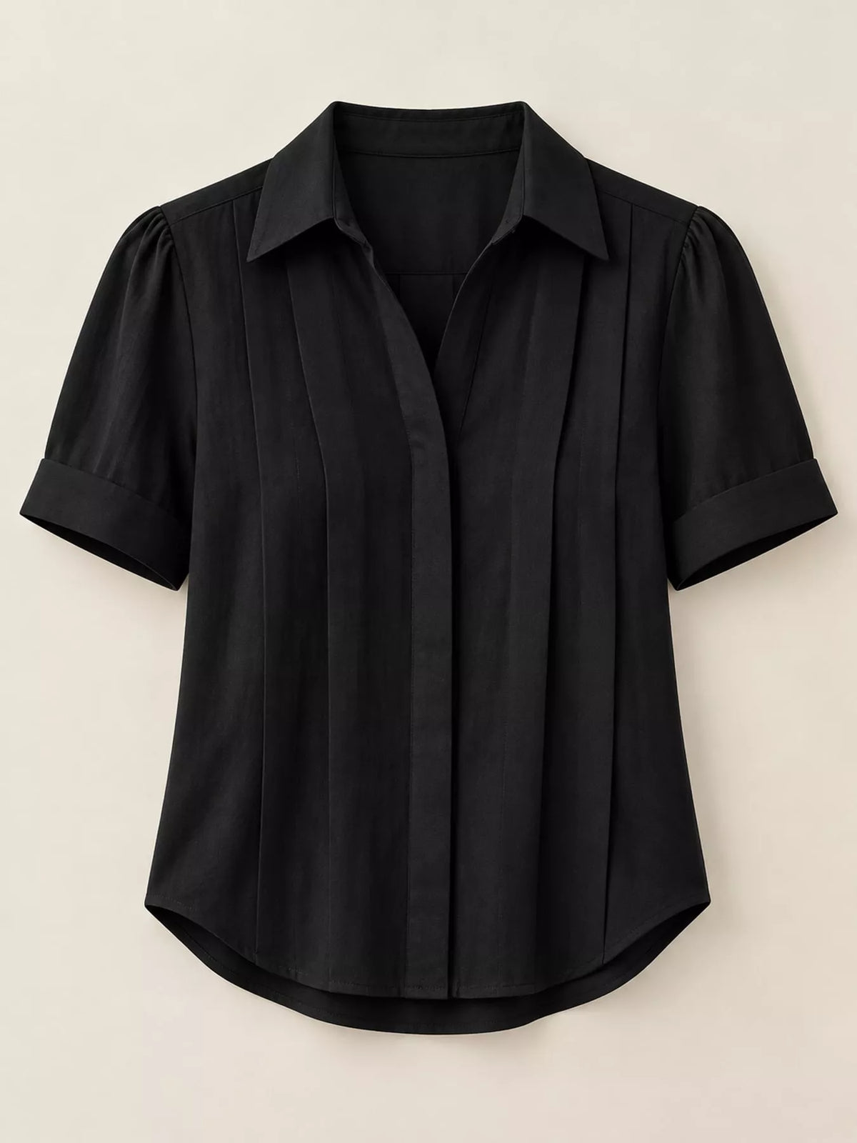 Black button up short sleeve shirt
