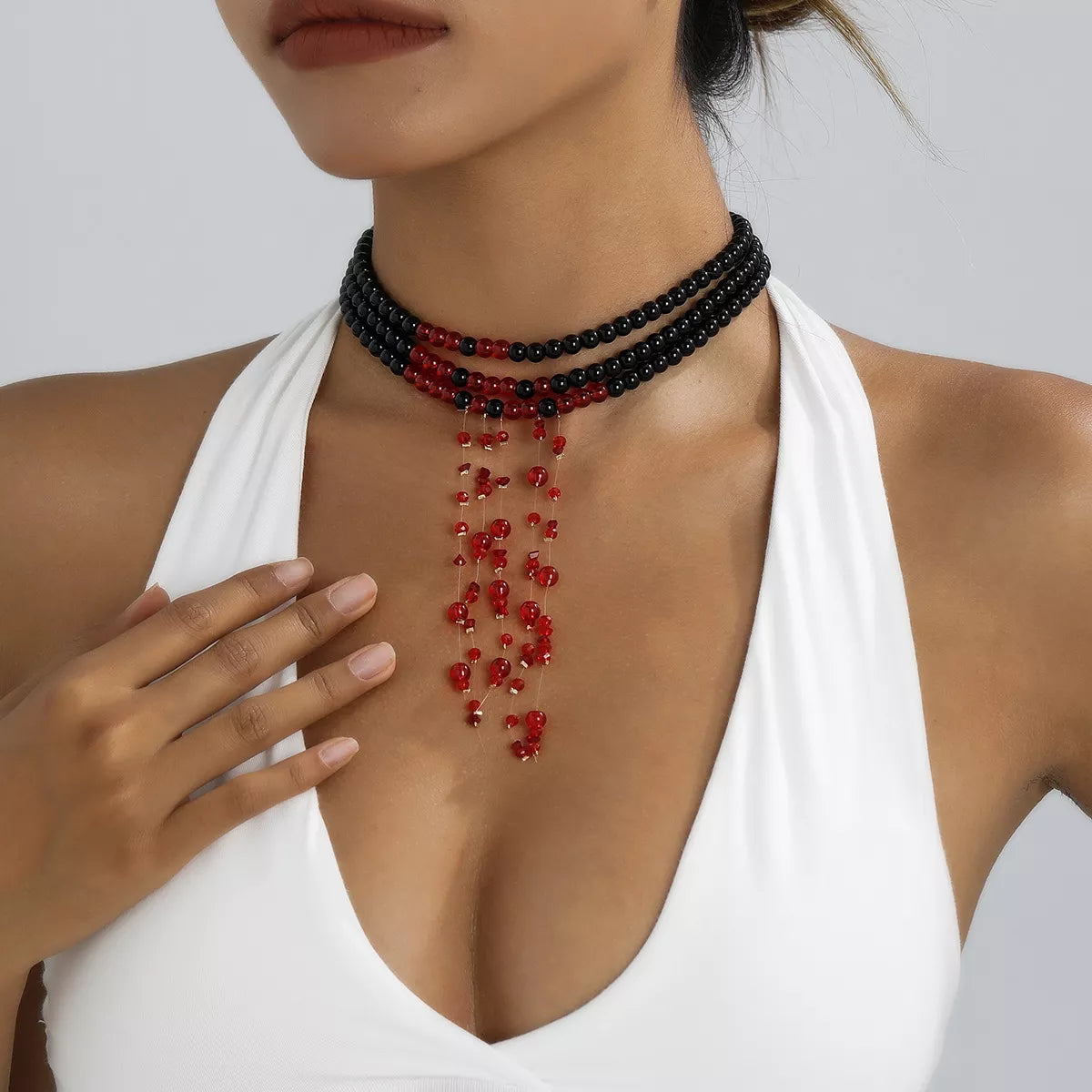 Trendsi Halloween Multi-Layered Beaded Choker Necklace -