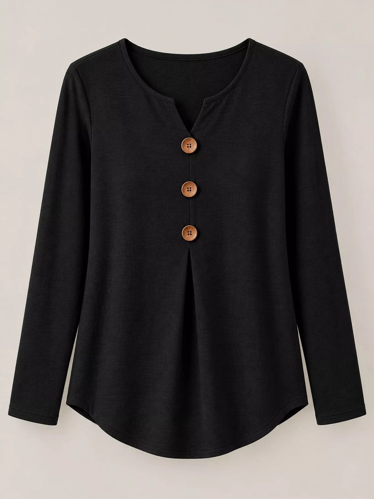 Black long sleeve decorative button blouse