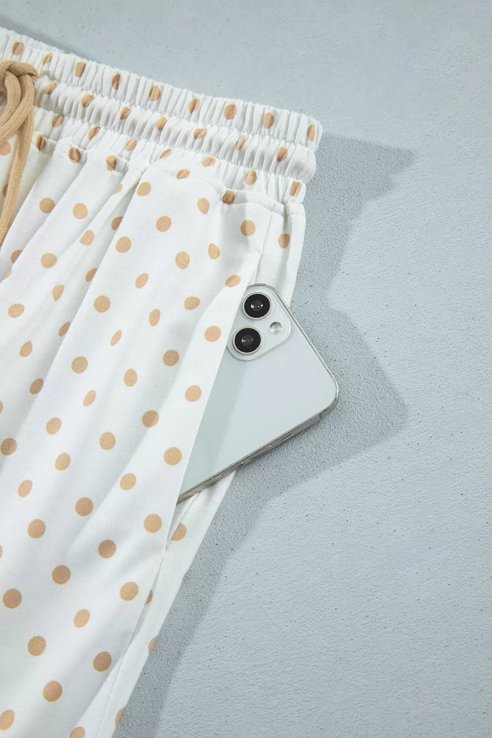 Trendsi Polka Dot Patchwork Colorblock Long Sleeve Casual Two Piece Pants Set -