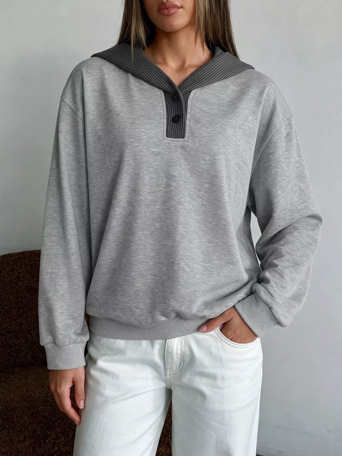 Trendsi Dropped Shoulder Long Sleeve Hoodie -