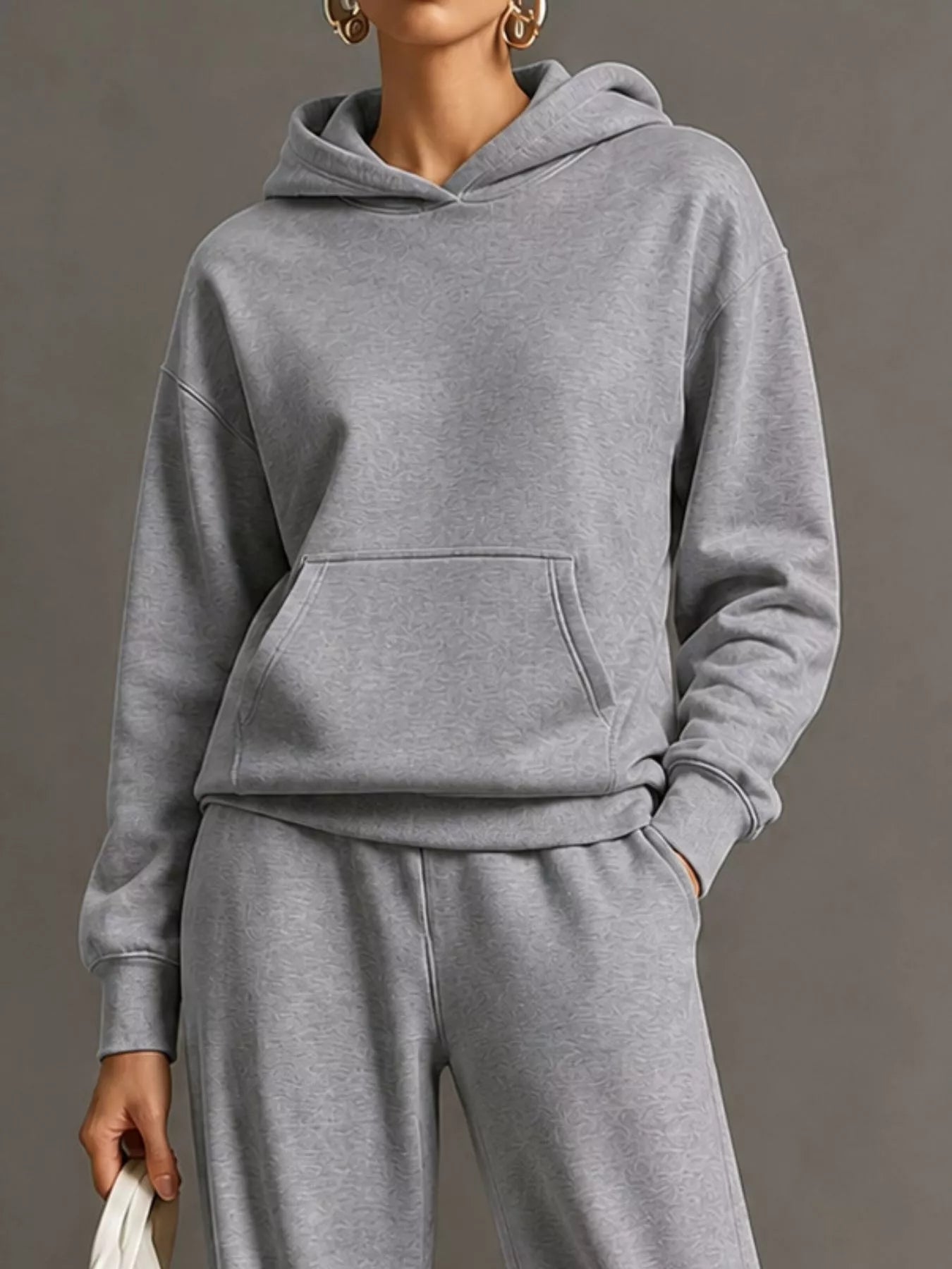 Trendsi Kangaroo Pocket Hoodie and Pants Set -