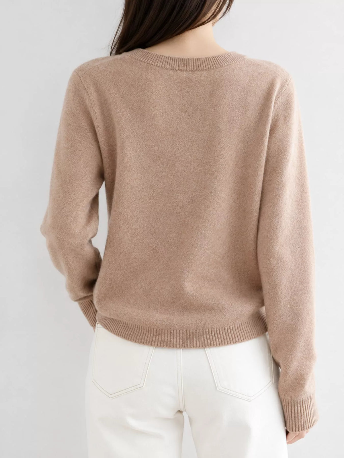 Button-down cardigan, taupe back
