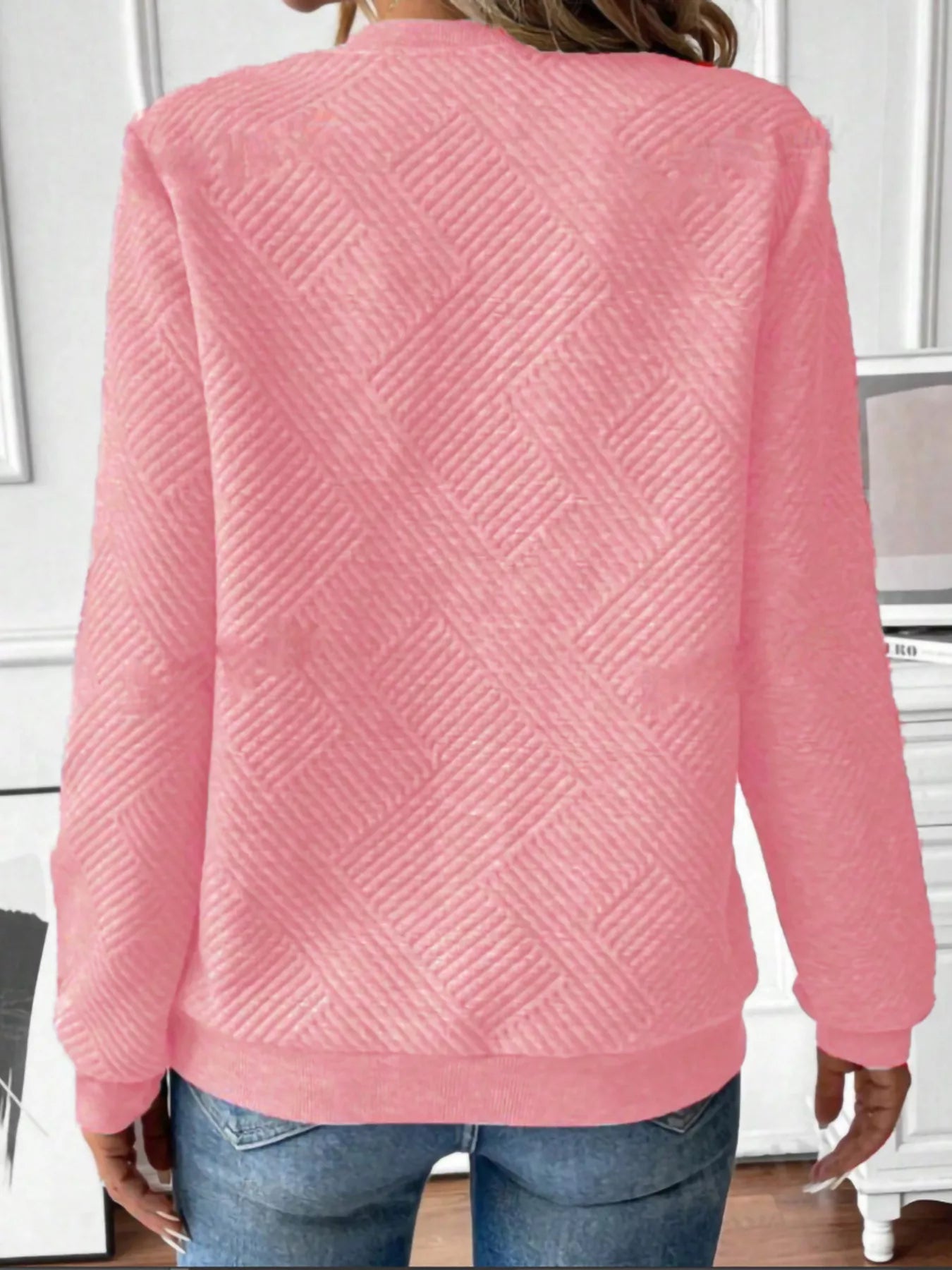 Trendsi Textured Quarter-Zip Sweatshirt -