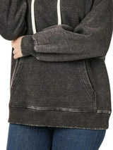 Trendsi Zenana Acid Wash Fleece Hoodie with Drawstring -
