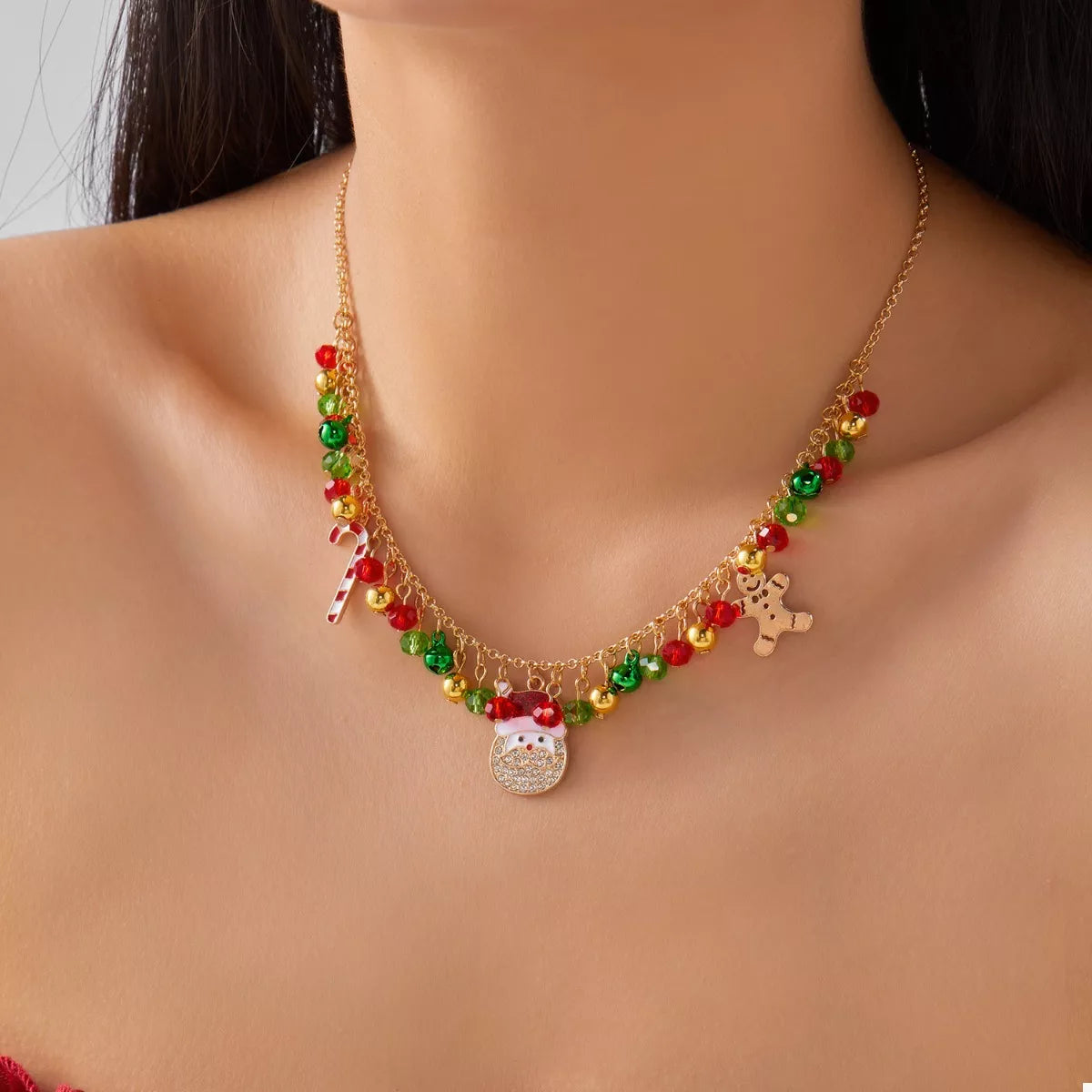 Trendsi 18K Gold-Plated Christmas Charm Necklace -