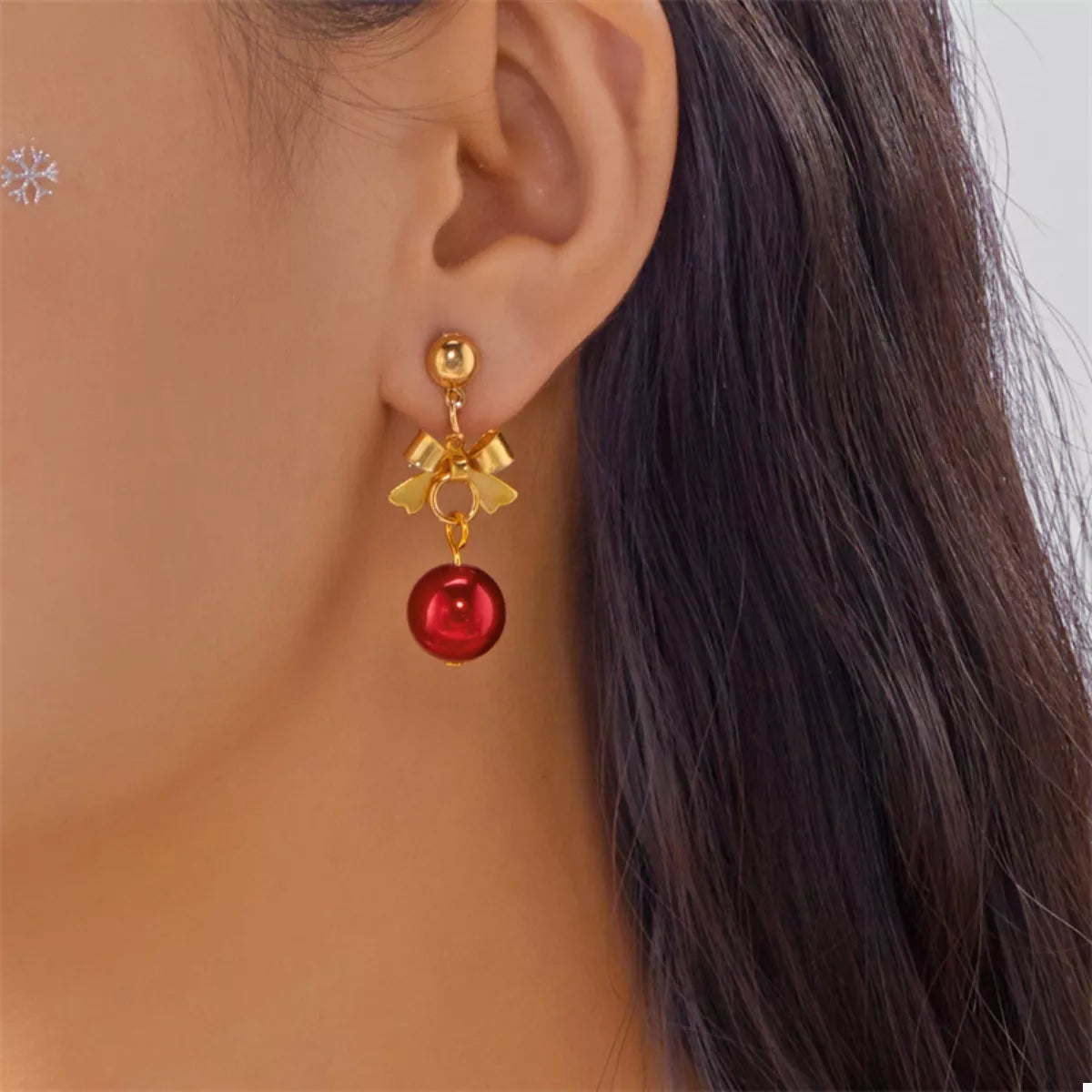 Trendsi Christmas 18K Gold-Plated Ball Drop Earrings -
