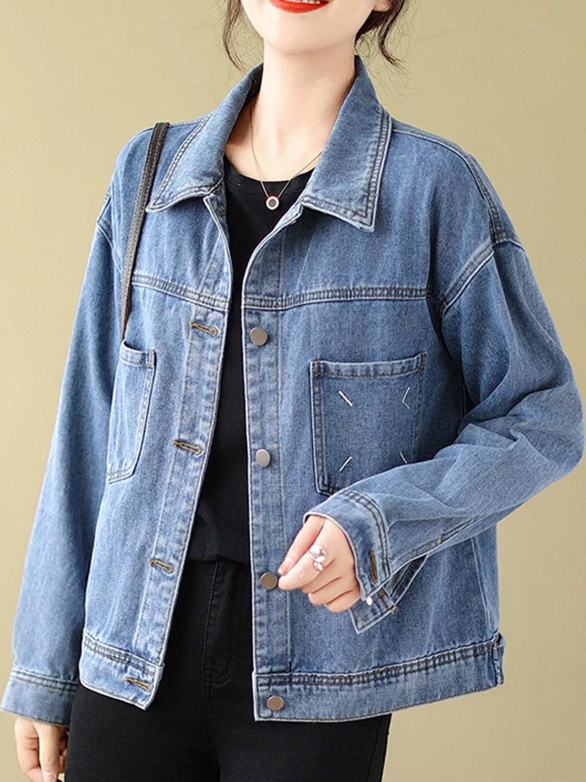 Vintage Button-Up Denim Jacket — front view