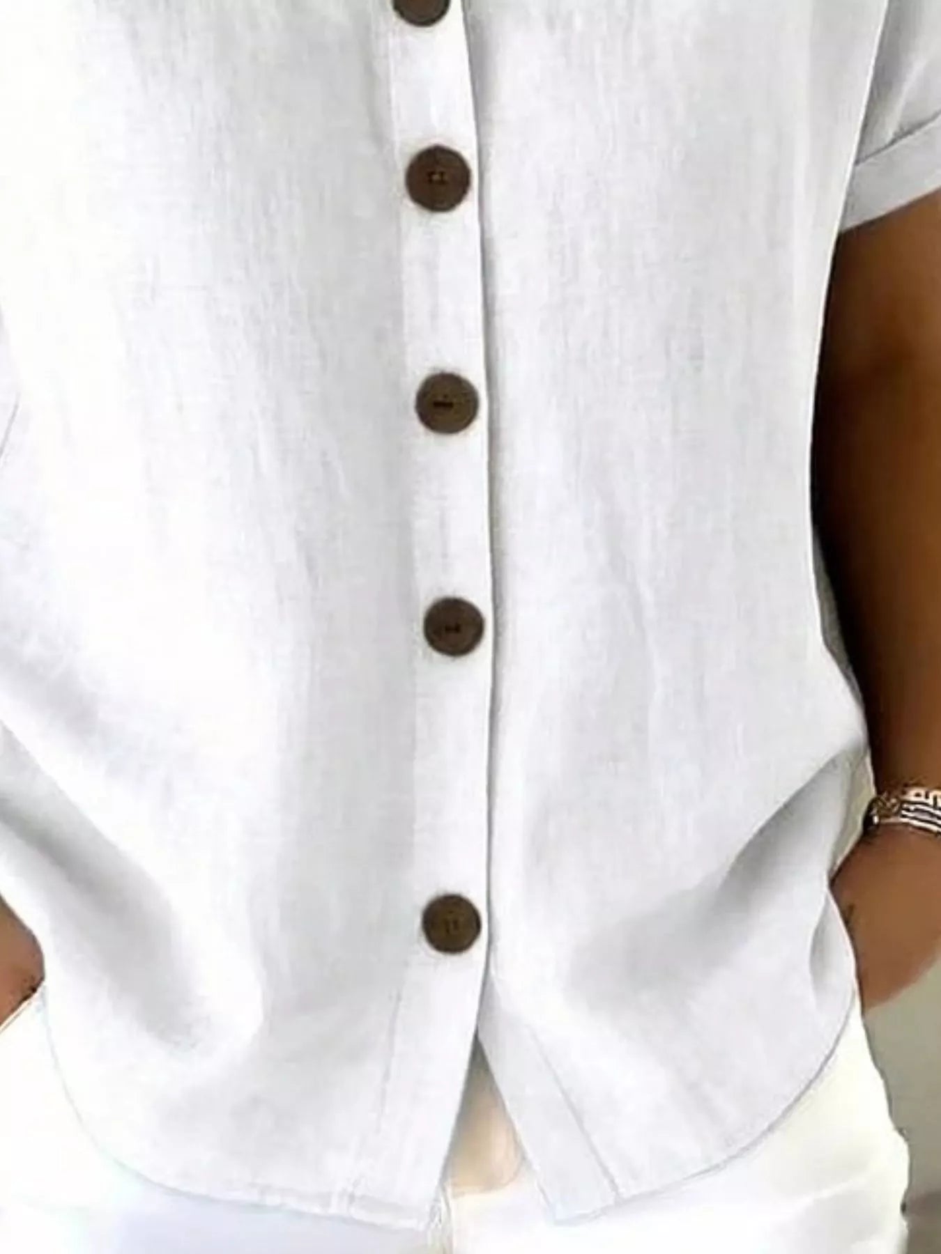 Trendsi Full Size Button-Down Short Sleeve Shirt Plus Size -
