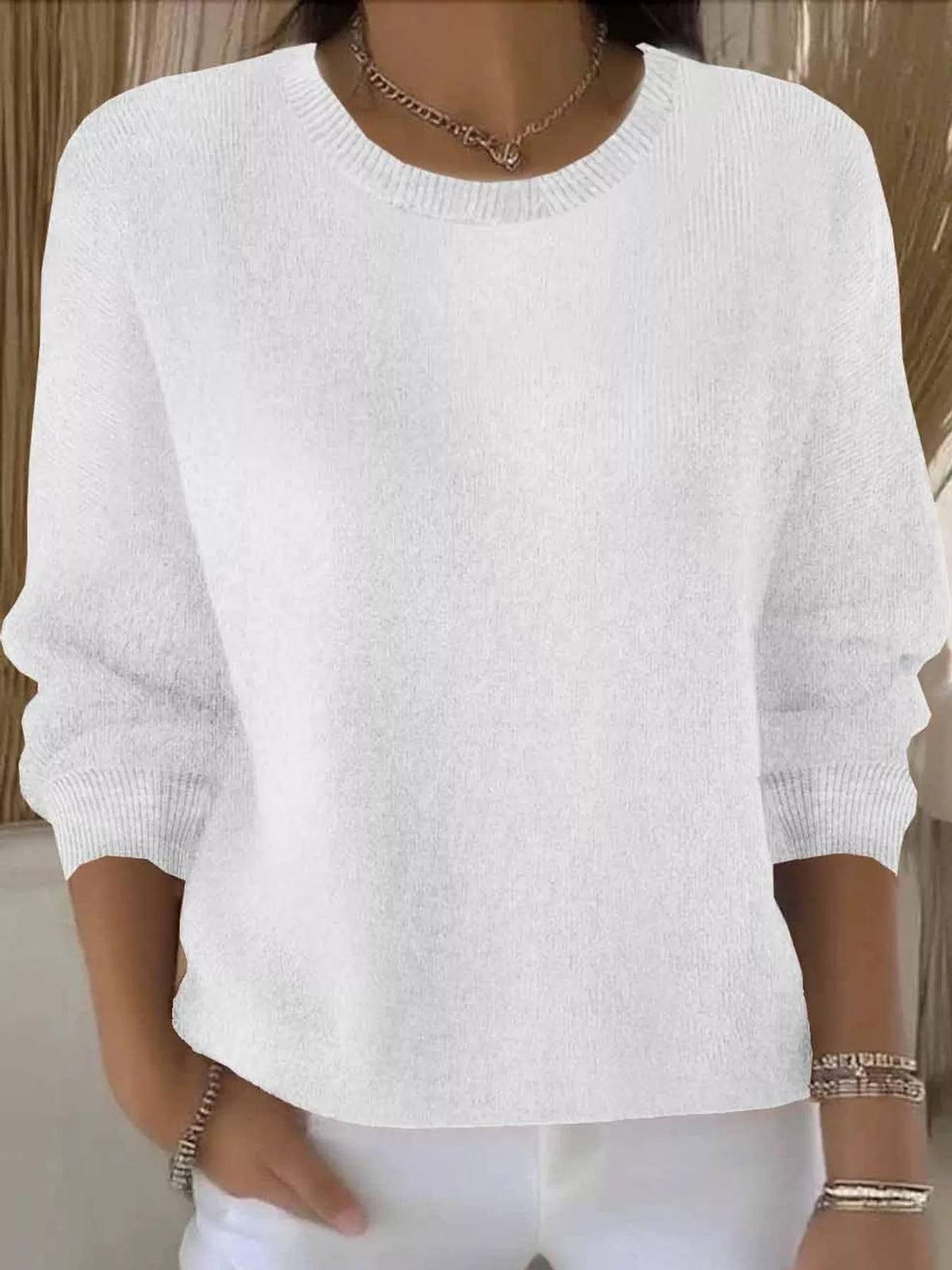 White crew neck sweater