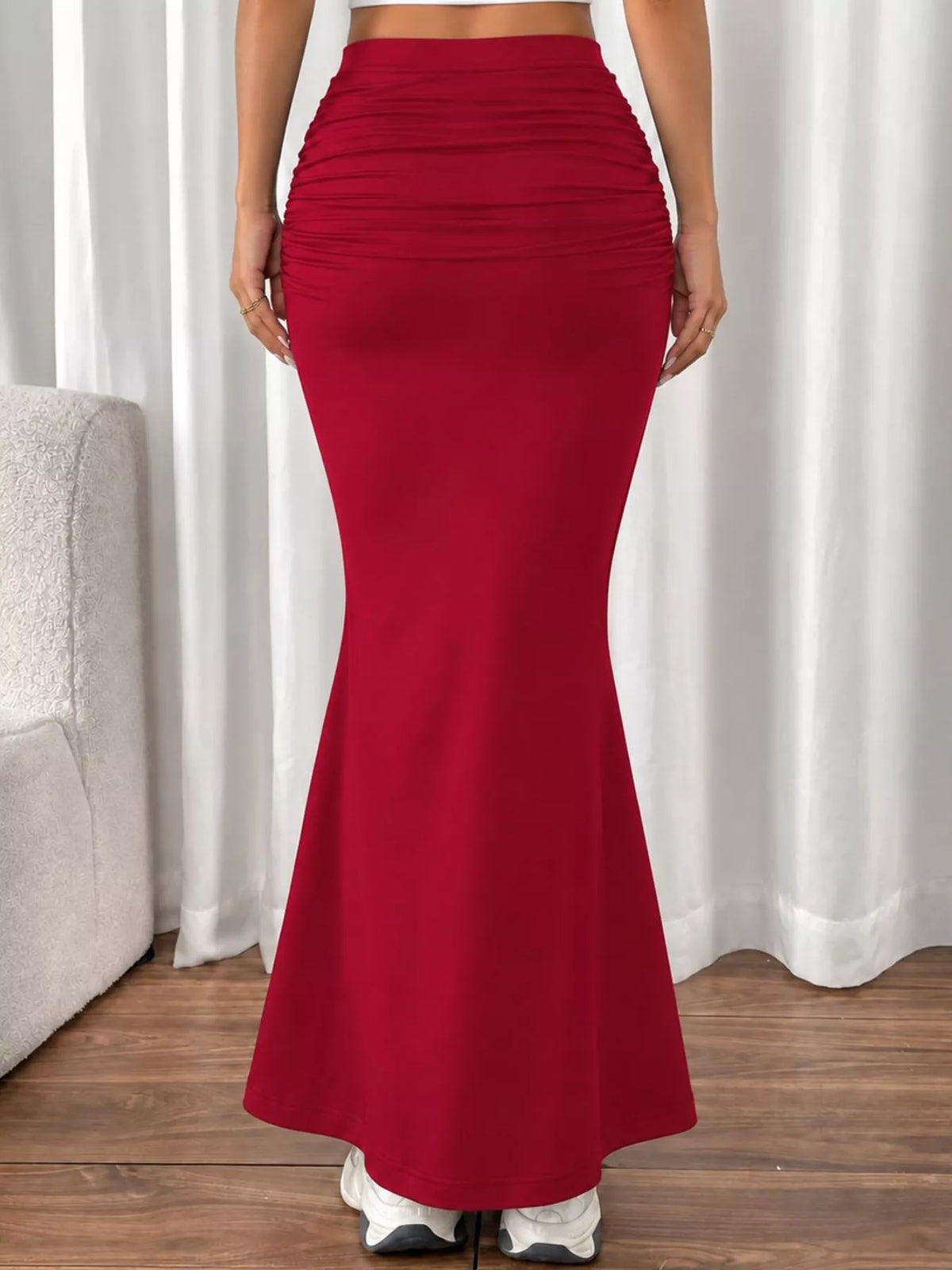 Ruched Maxi Skirt — back view