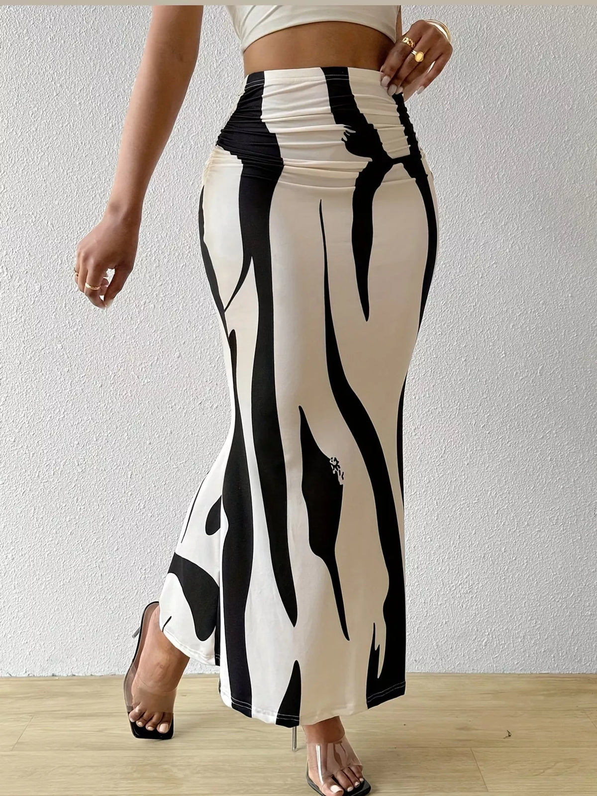 Ruched Maxi Skirt — side view