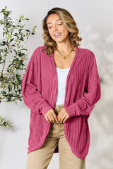 Trendsi Basic Bae Full Size Ribbed Cocoon Cardigan - Shirts