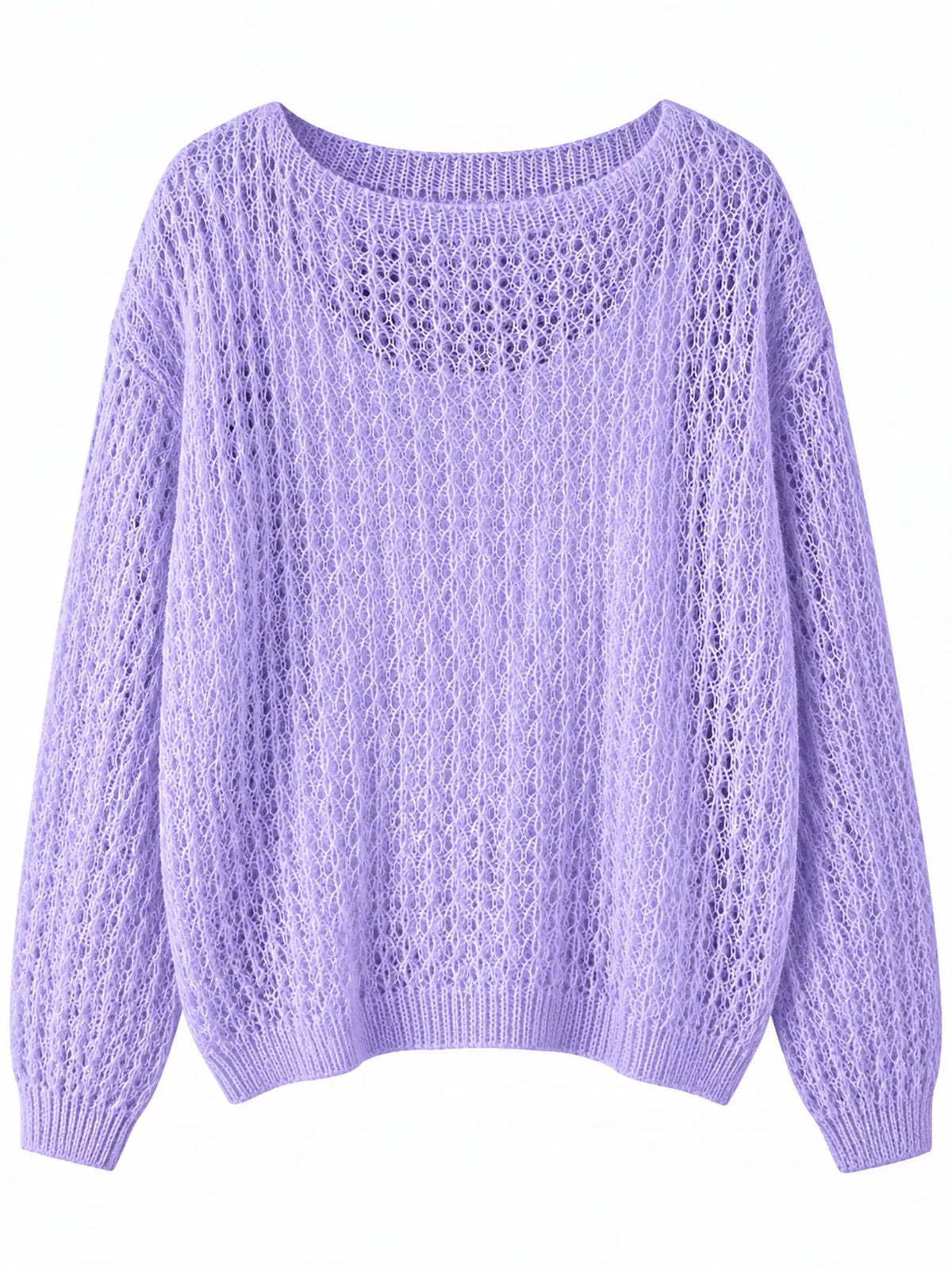 Purple openwork knit cover-up top