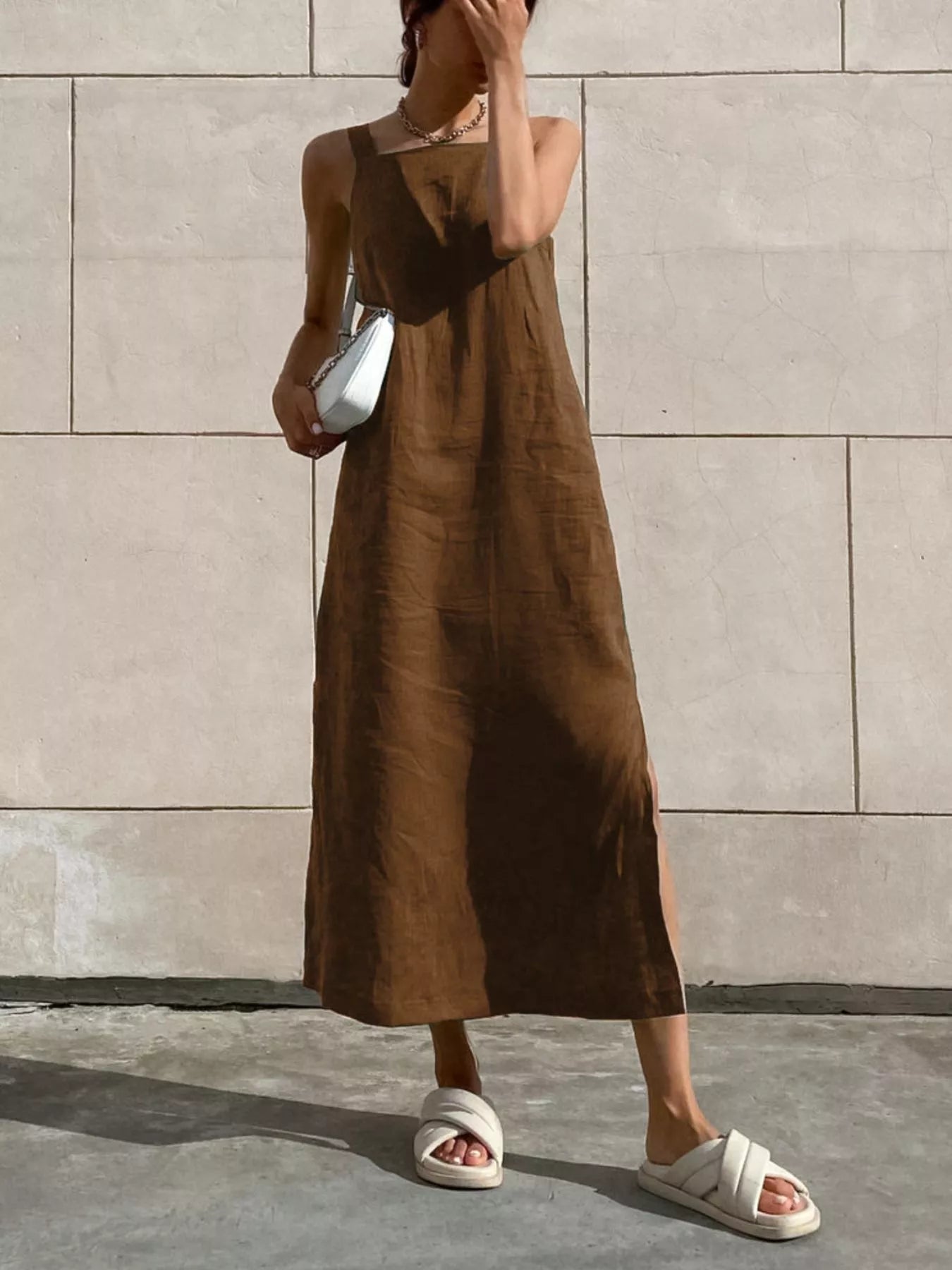 Trendsi Side Slit Sleeveless Midi Dress -