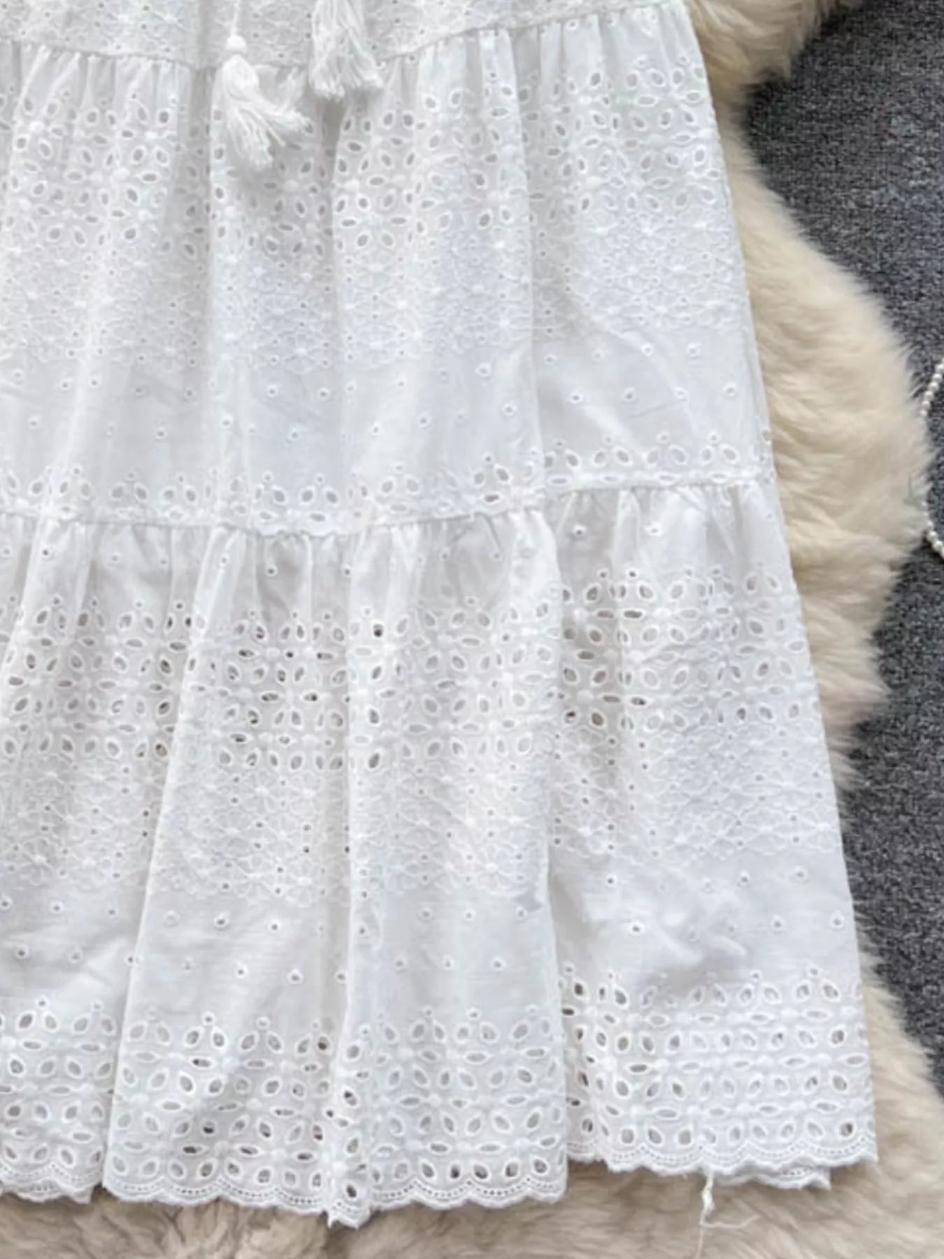 Trendsi Eyelet Tiered Maxi Skirt -