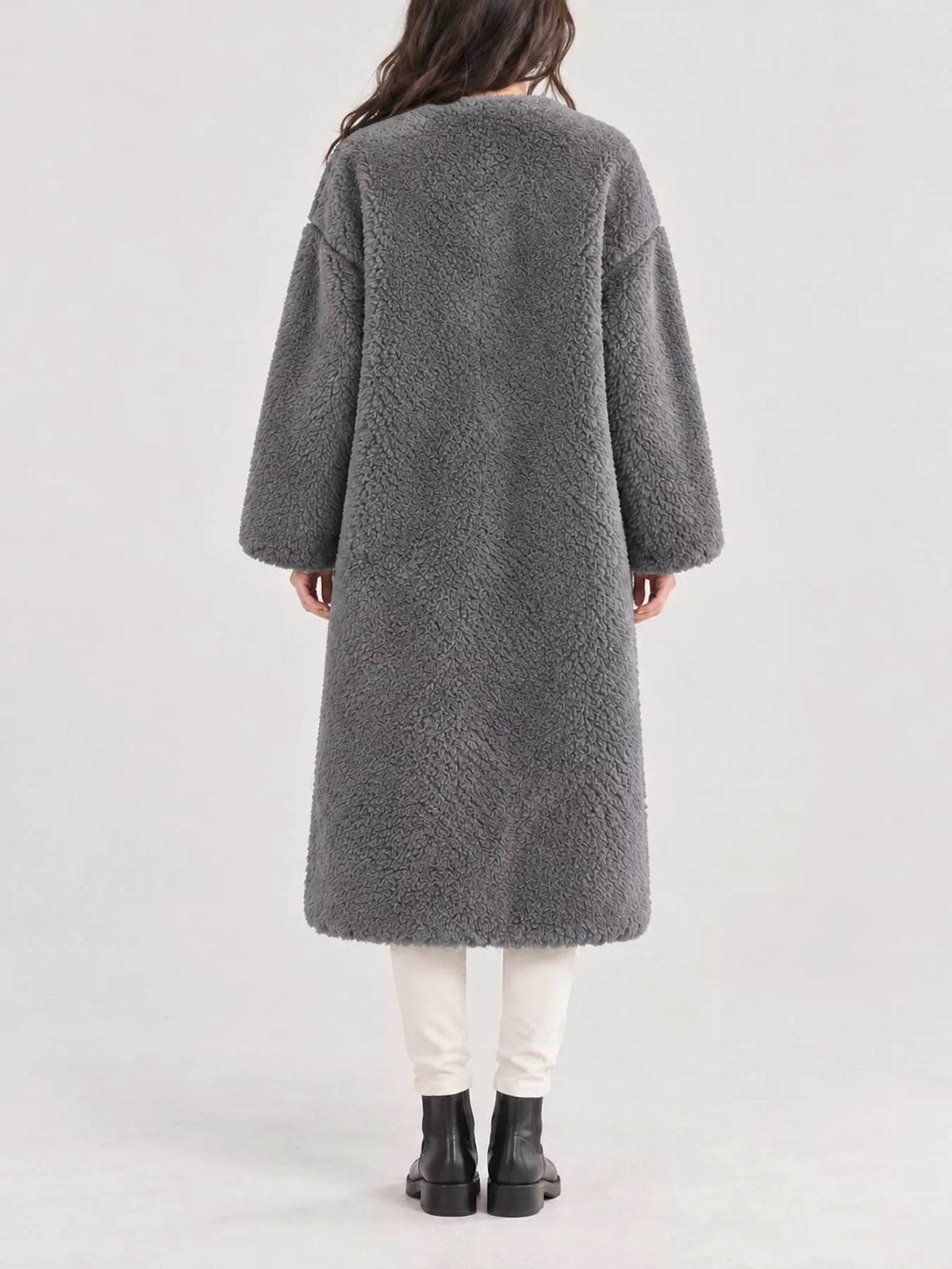 Collared long sleeve jacket, back view