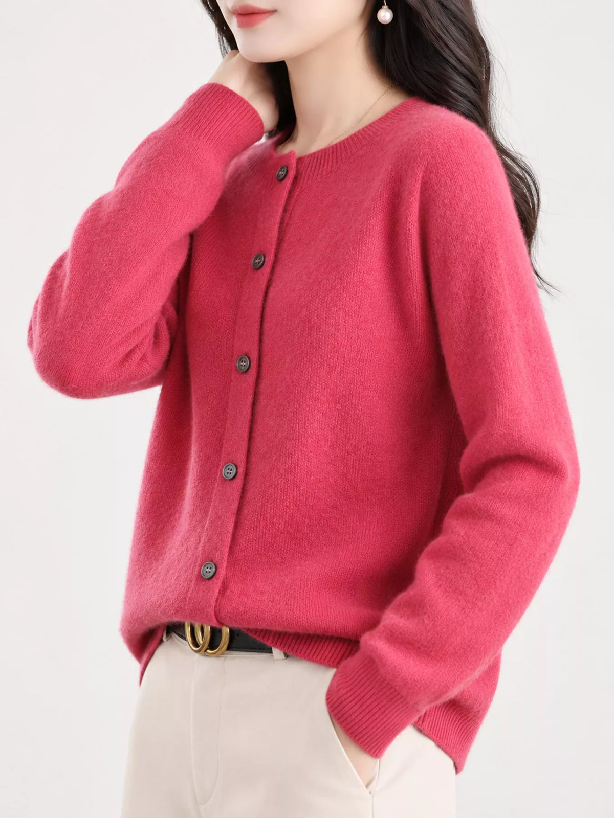Ribbed cardigan, pink side