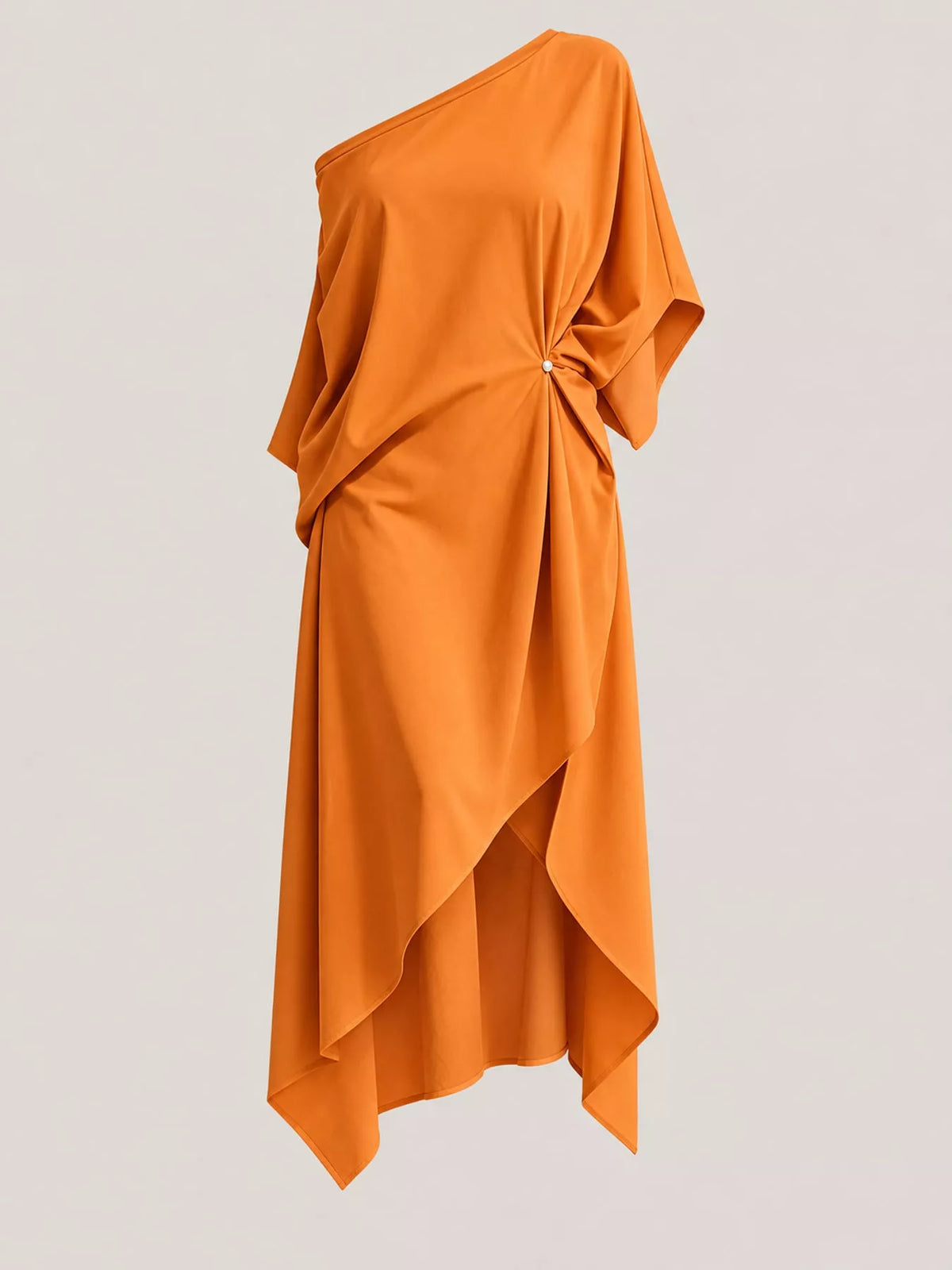 One-shoulder dress, orange hanging front