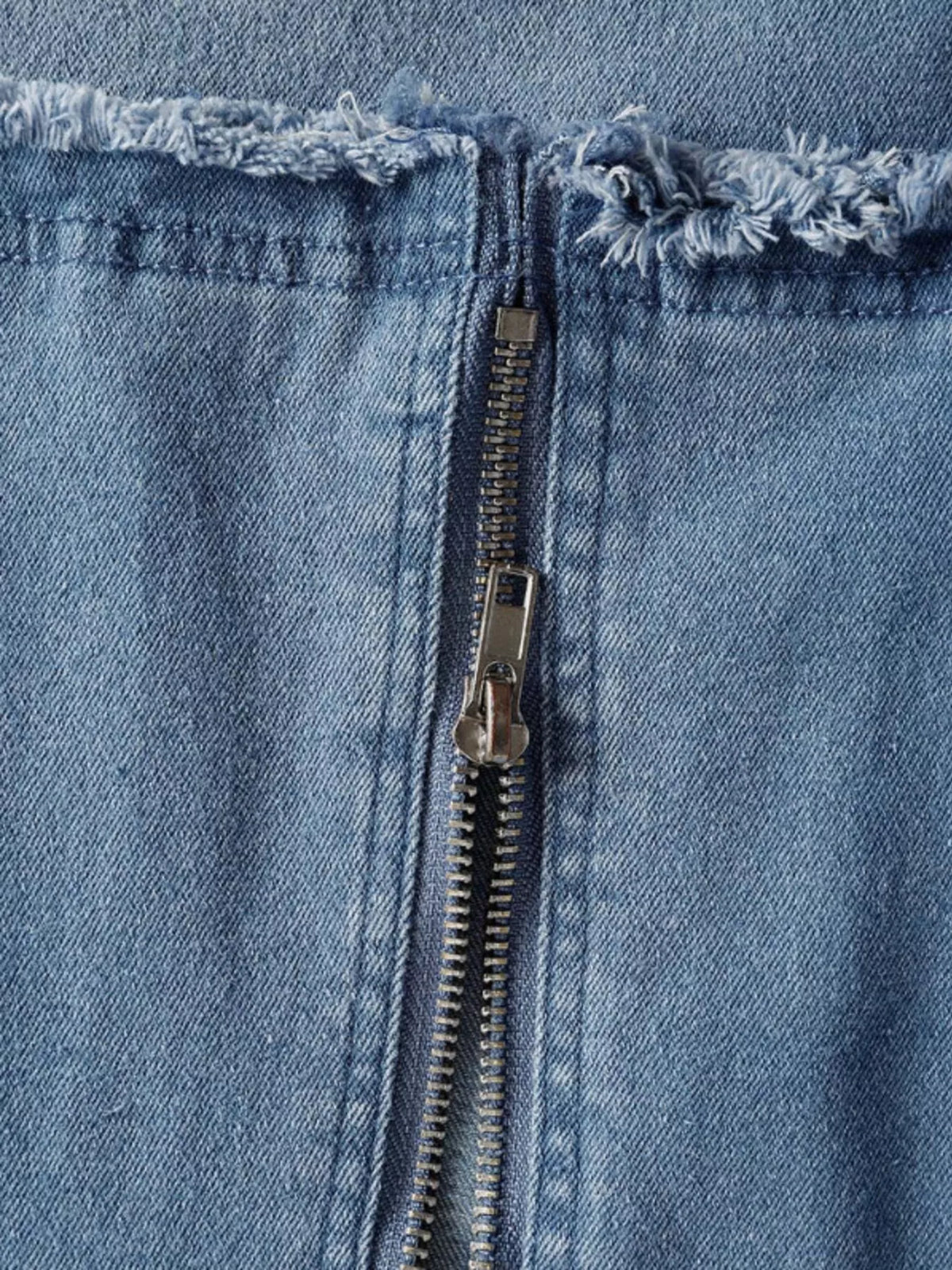 Slit sleeveless hooded denim maxi dress
