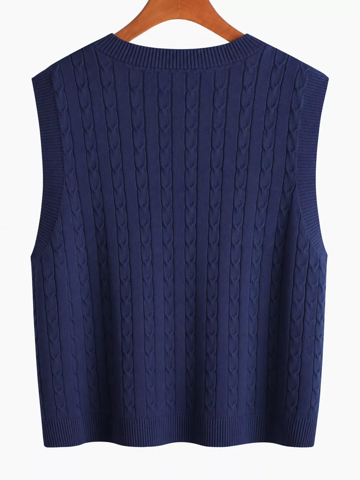 Cable-knit sweater vest, navy back