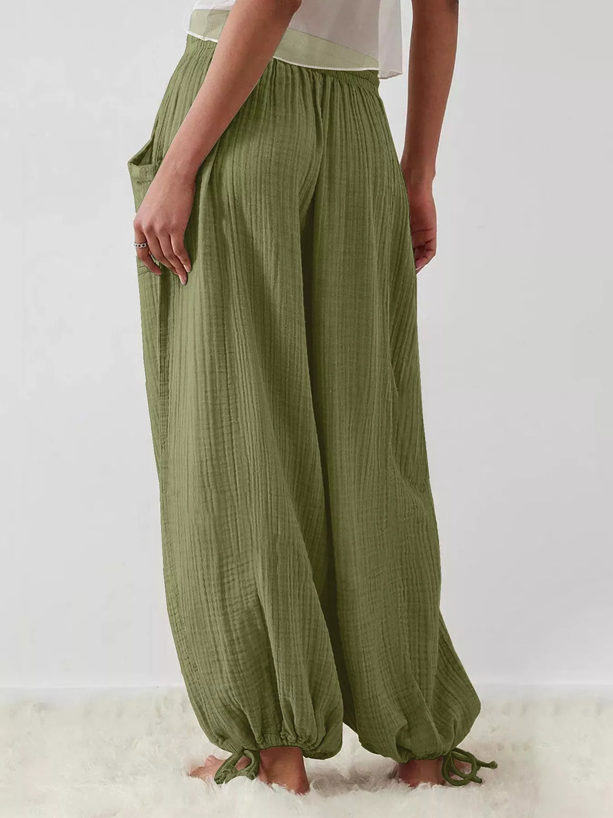 Trendsi Loose Fit Gauze Drawstring Pants -