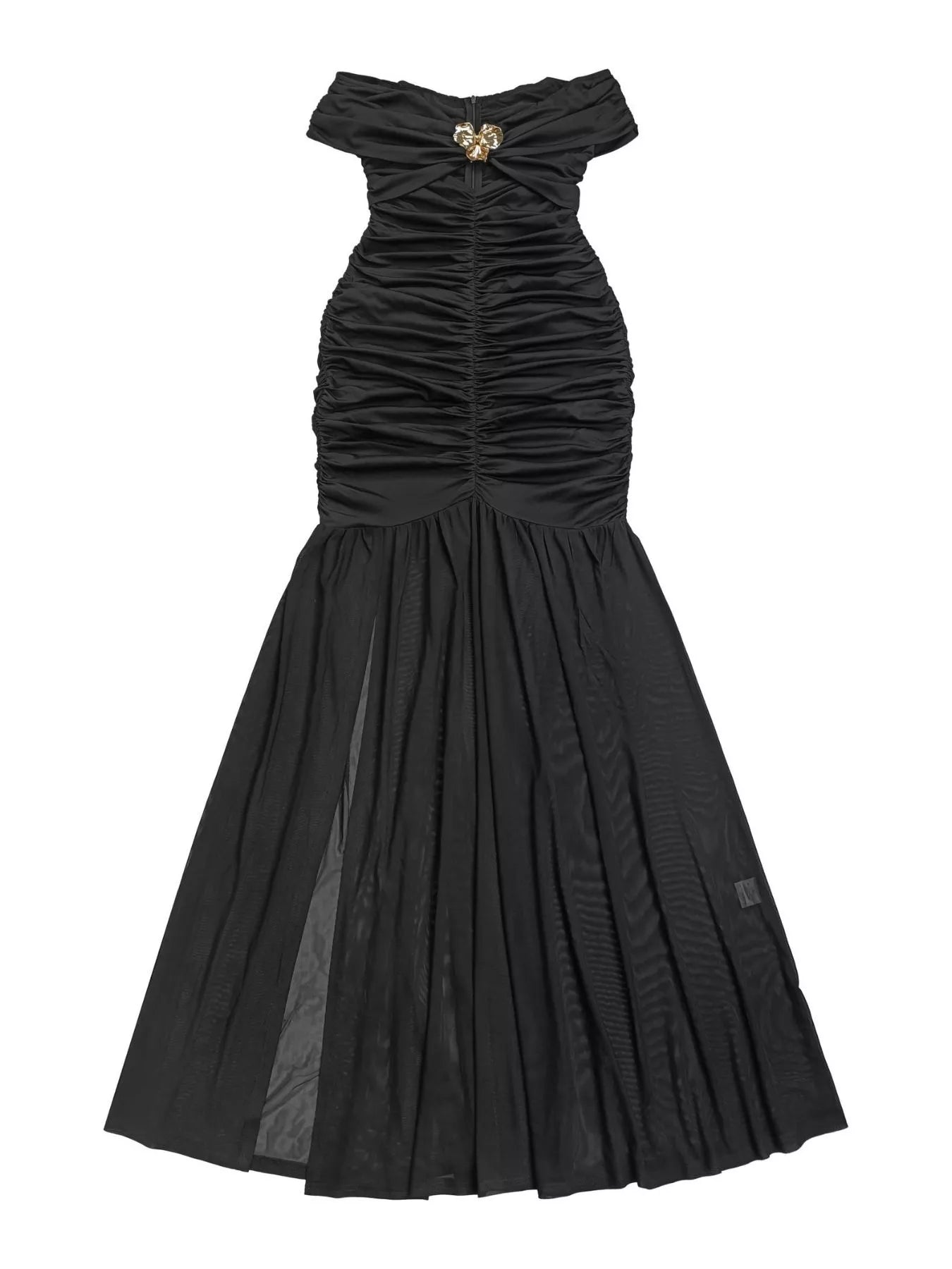 Trendsi Off-Shoulder Ruched Mermaid Maxi Dress -