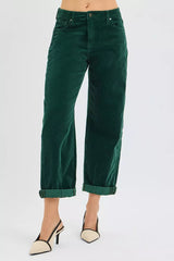 Trendsi RISEN High Rise Crop Barrel Cordurory Pants -