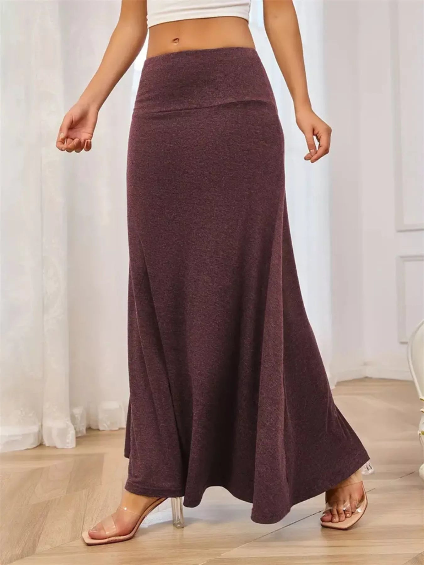 Trendsi Flowy Maxi Skirt with Wide Waistband -