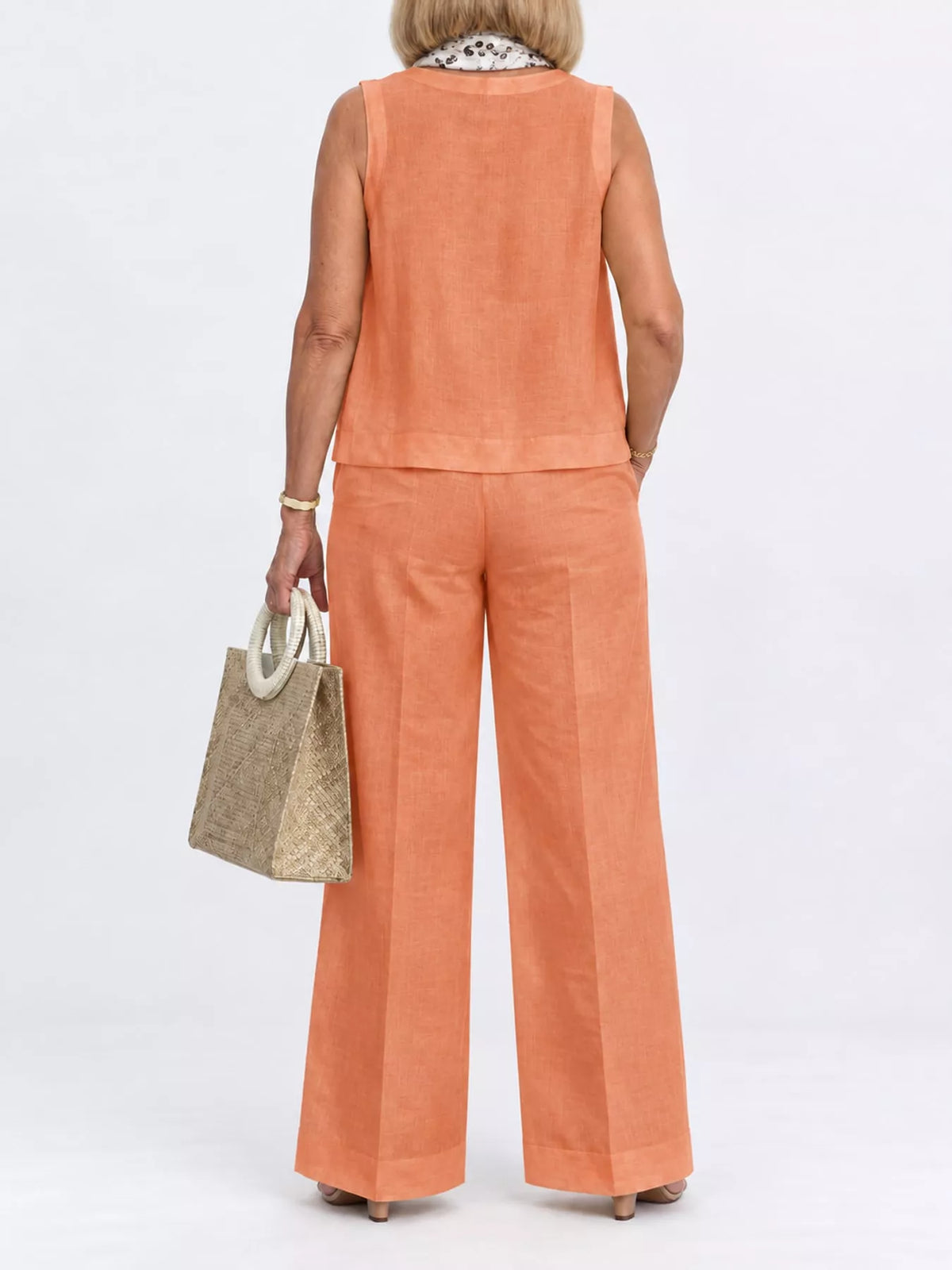 Sleeveless Top and Wide-Leg Pants Set — back view