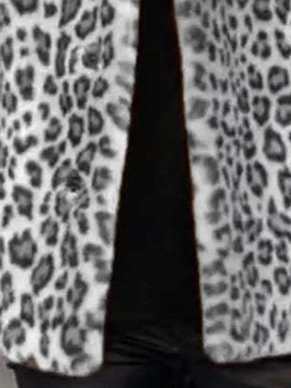 Open Front Leopard Print Faux Fur Jacket — construction details