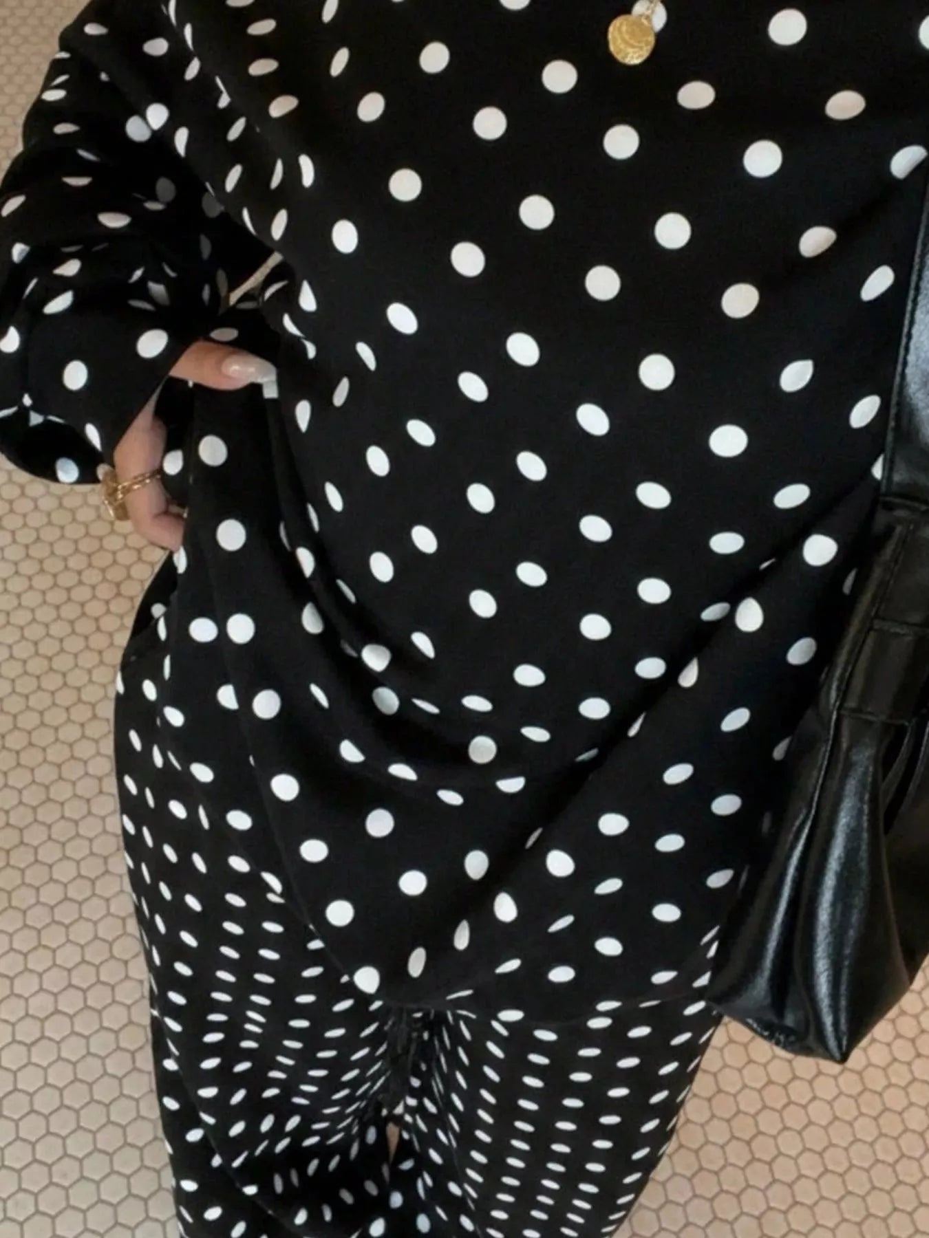 Women's polka dot boat neck top and pants set