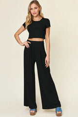 Trendsi Double Take Full Size Round Neck Top and Pants Set -