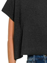 Trendsi Zenana Viscose Mock Neck Short Sleeve Boxy Sweater -