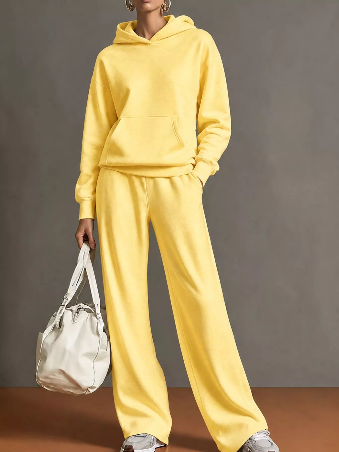 Trendsi Kangaroo Pocket Hoodie and Pants Set -