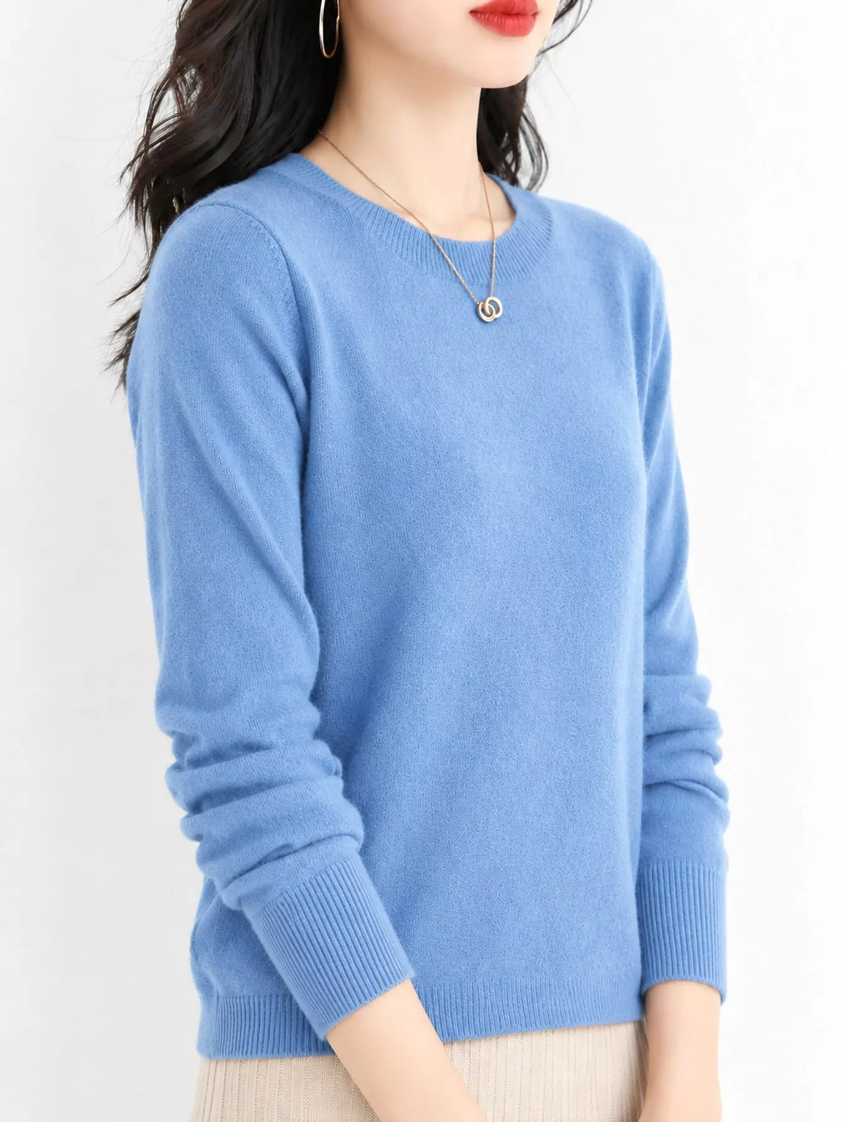 Crew Neck Long Sleeve Sweater — side view
