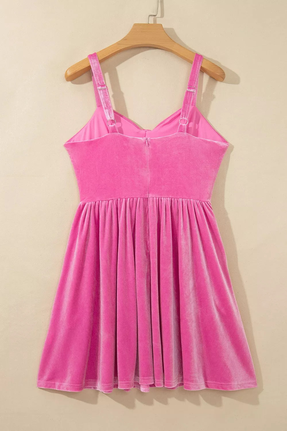 Bow-neck adjustable-strap velvet short dress