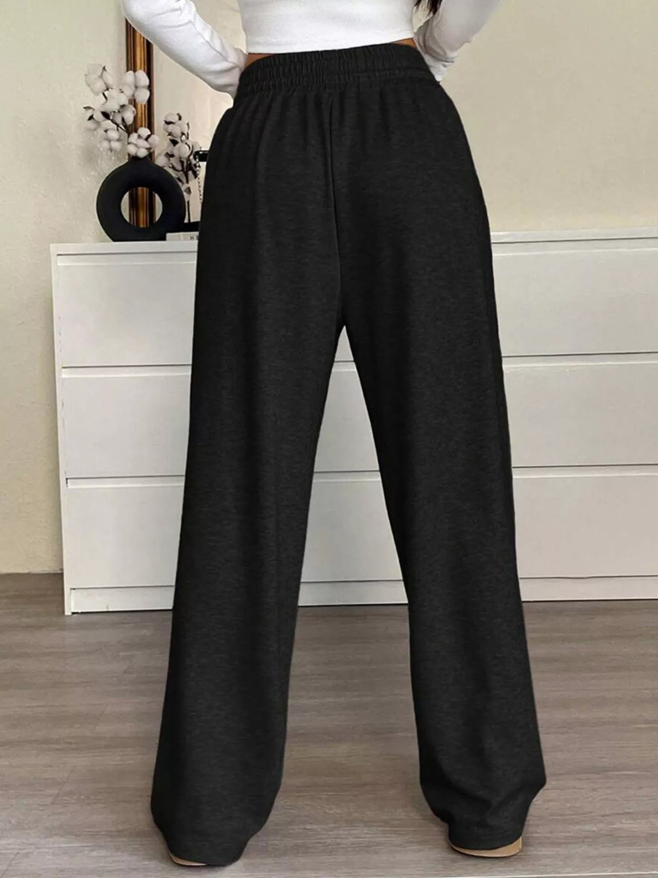 Trendsi High-Waisted Wide-Leg Pants with Drawstring -