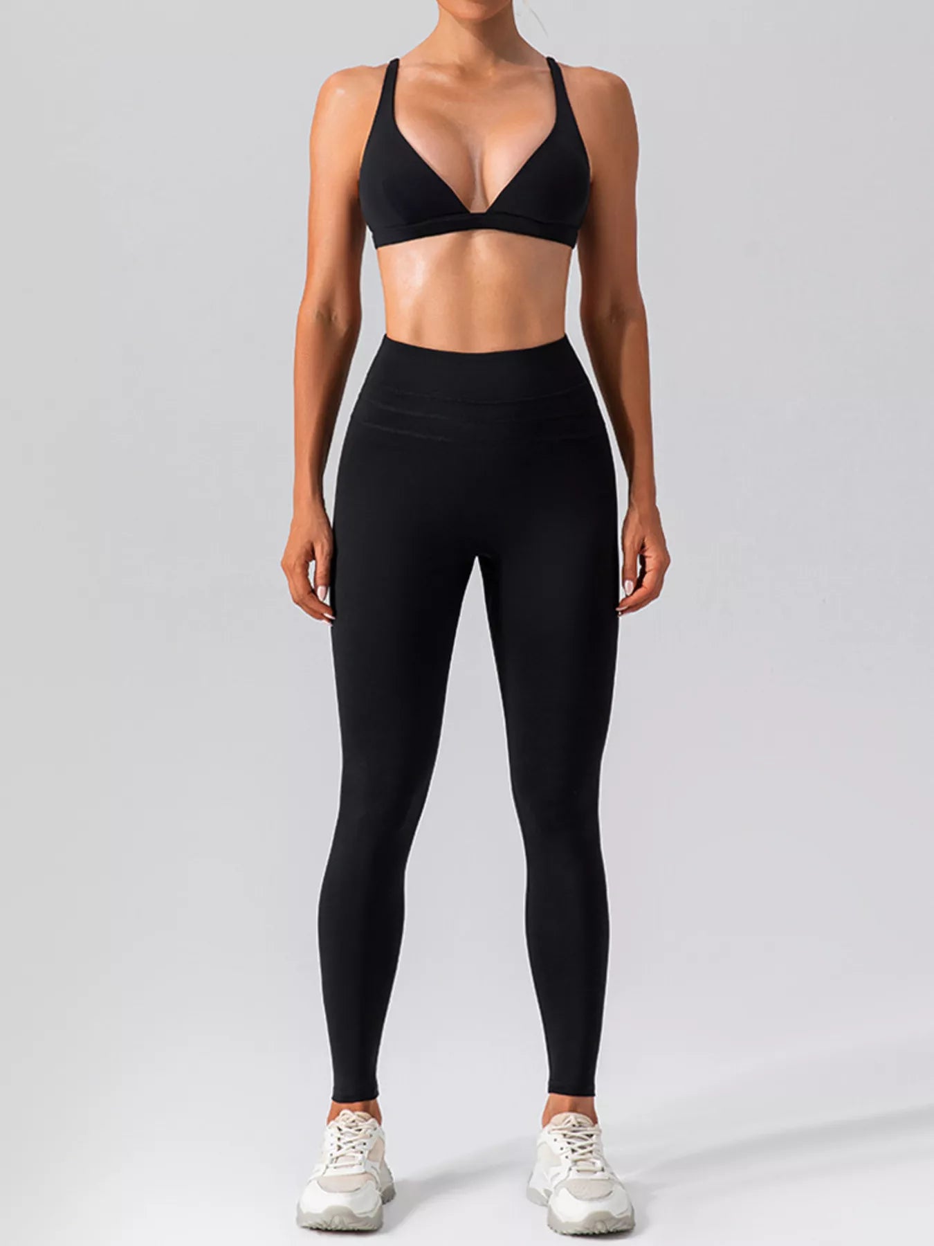 Trendsi V-Neck Tank and High-Waisted Seamless Pants Active Set -