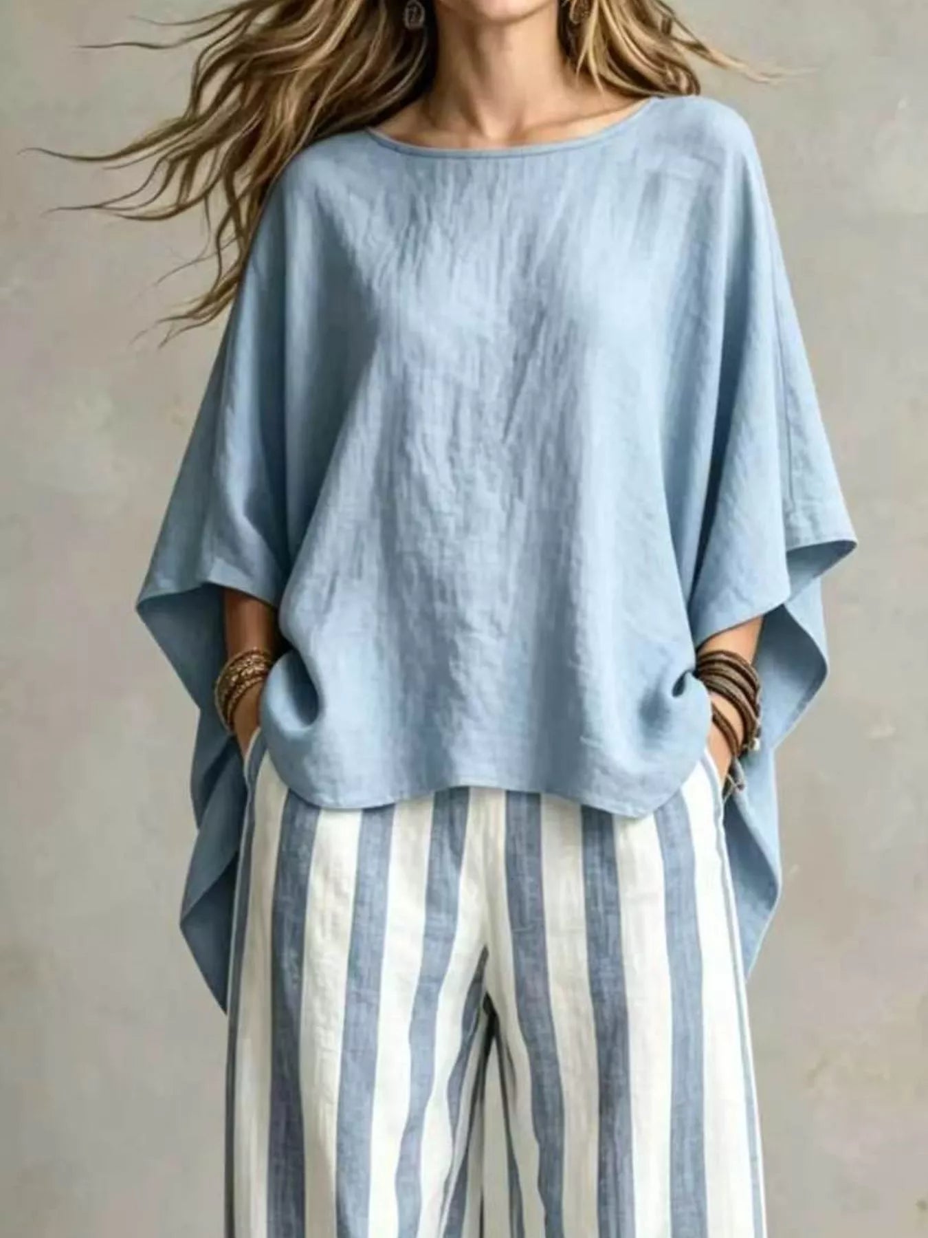 Trendsi Full Size Solid Color Top and Pants Set Plus Size -