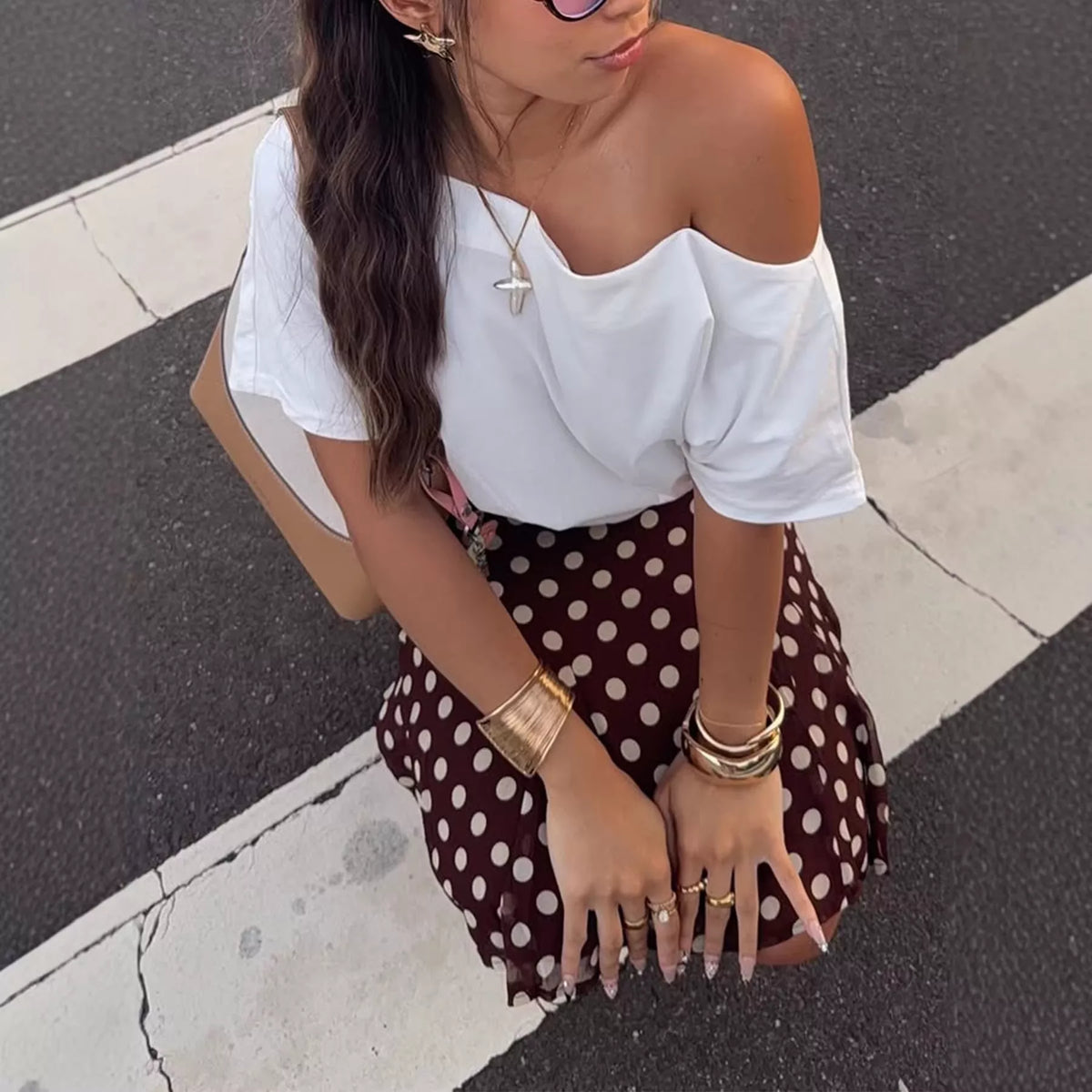 Trendsi Polka Dot Midi Skirt -
