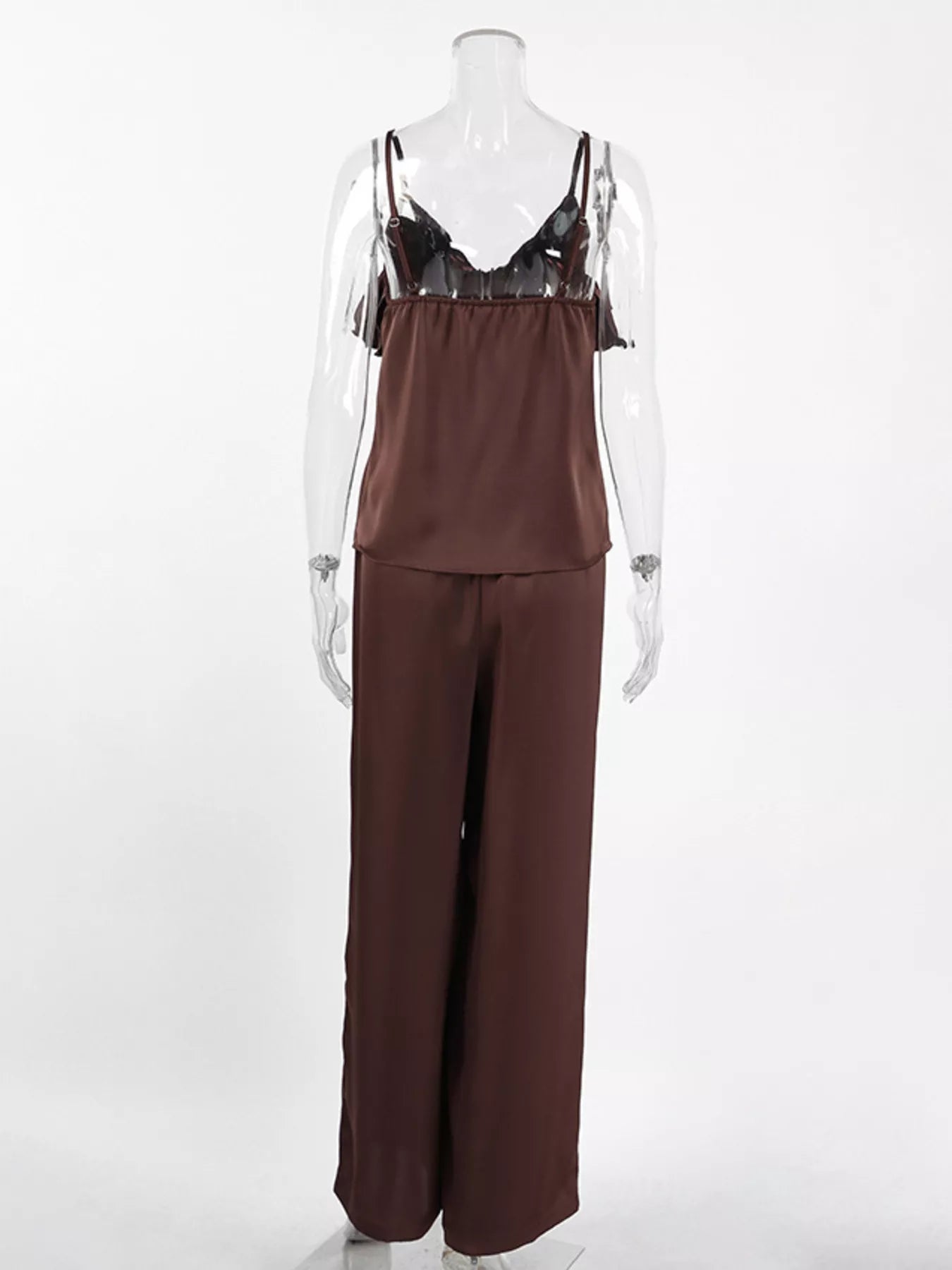 Trendsi Ruffle V-Neck Cami and Wide-Leg Pants Two-Piece Set -